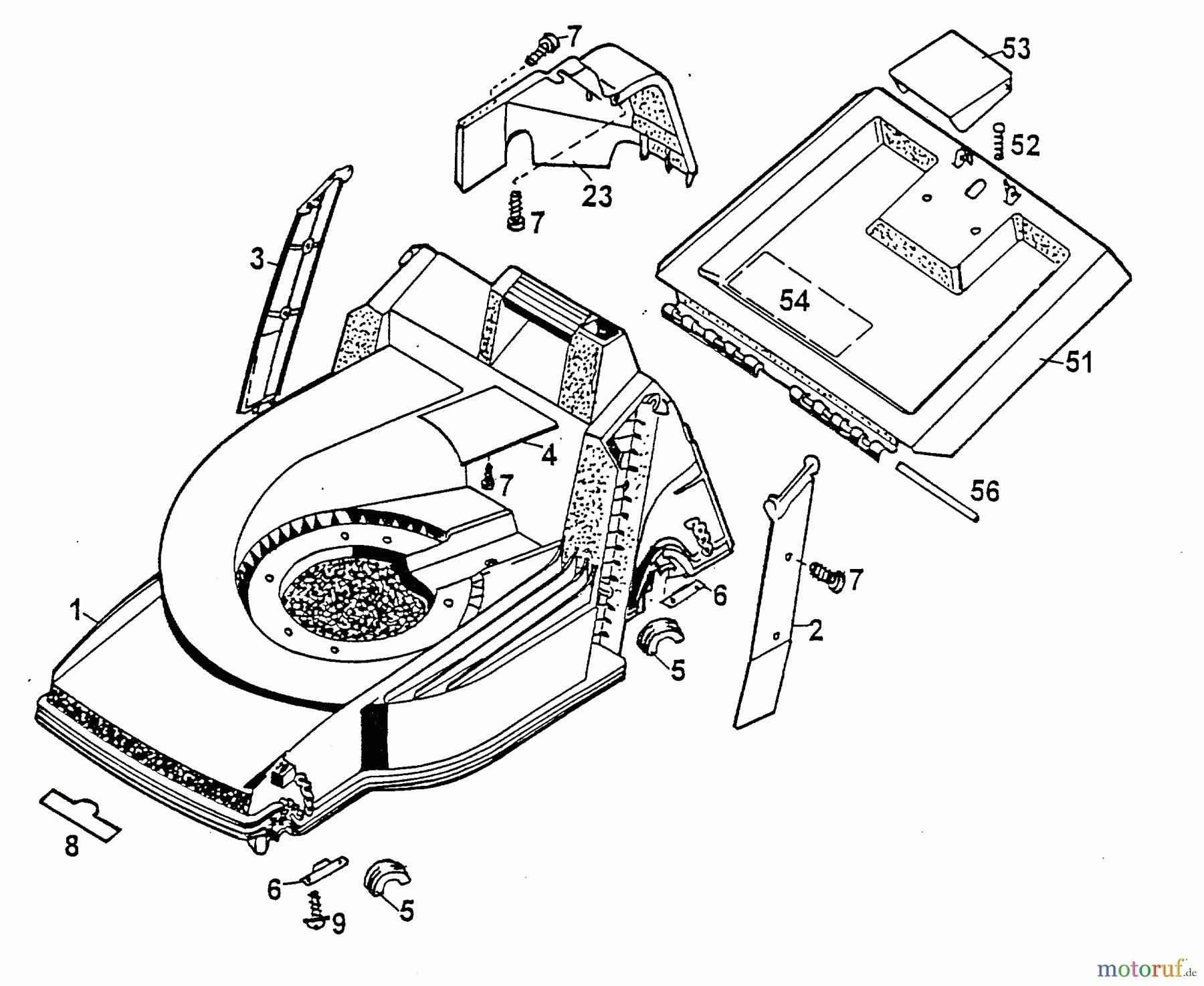 Wolf-Garten Motormäher 4.42 TB 4763005 Serie A (1999) Heckklappe, Mähwerksgehäuse