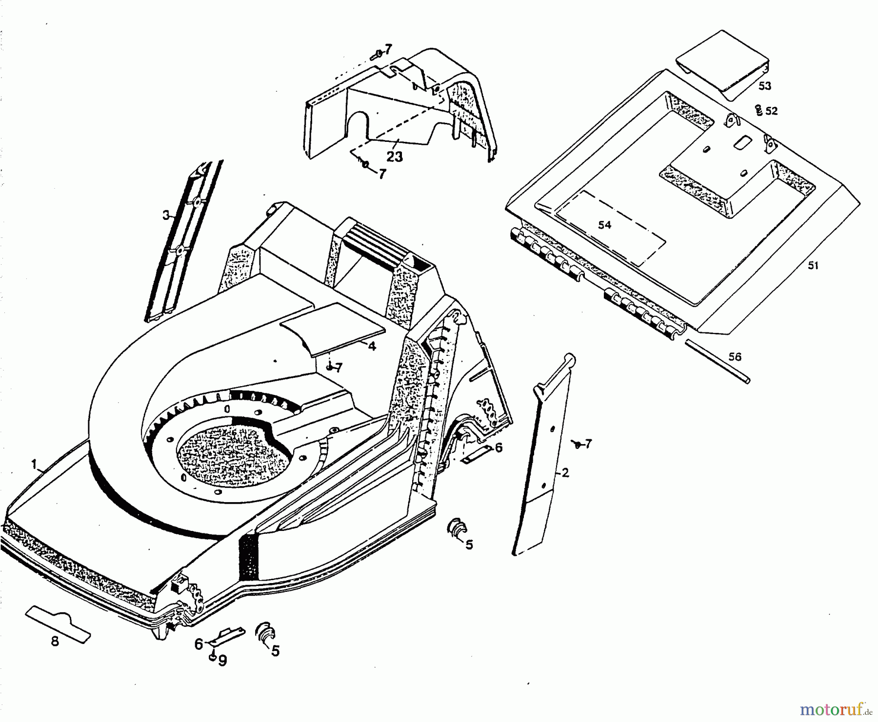 Wolf-Garten Elektromäher mit Antrieb 6.42 EA 4925083 Serie D (1996) Heckklappe, Mähwerksgehäuse
