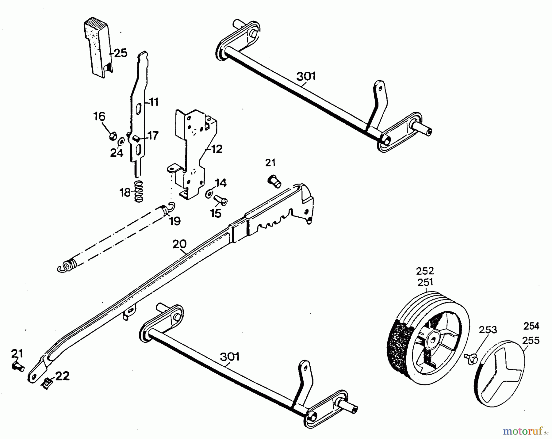 Wolf-Garten Elektromäher 4.42 E 4940680 Serie E (1996) Höhenverstellung, Räder