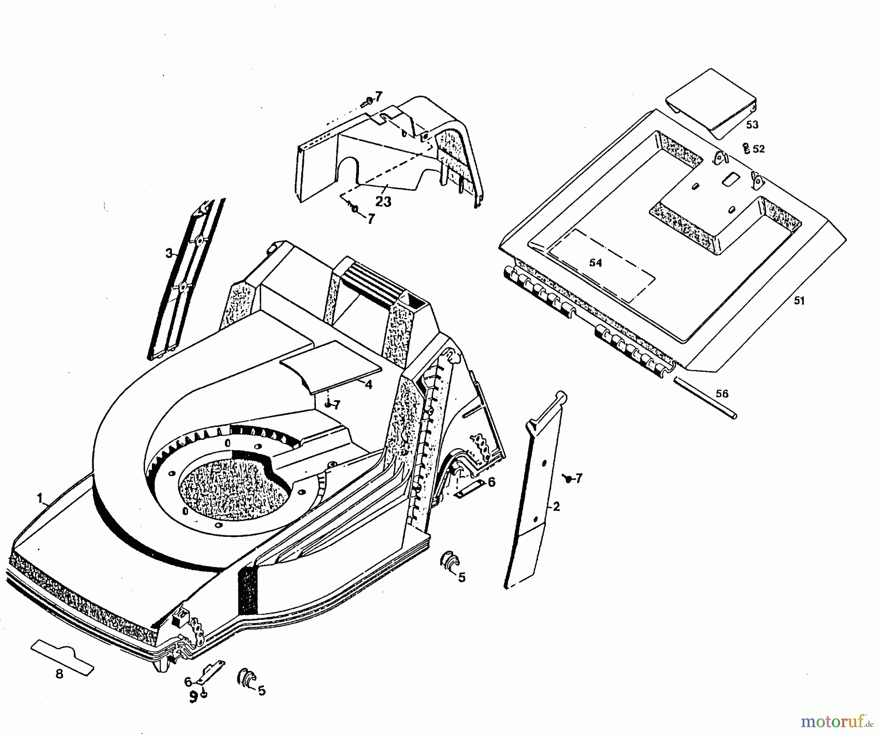 Wolf-Garten Elektromäher 6.42 E 4945080 Serie D (1996) Heckklappe, Mähwerksgehäuse