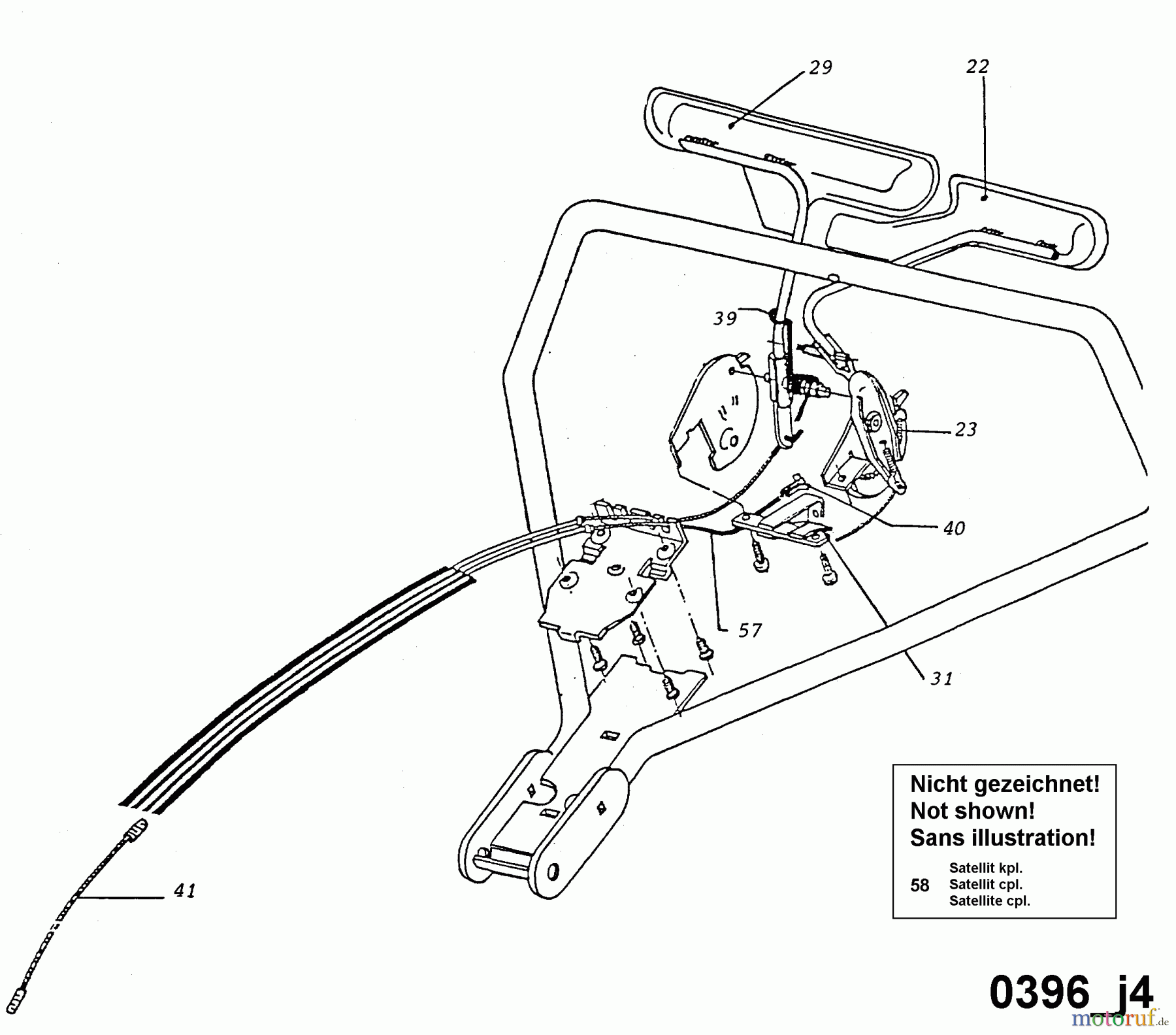 Wolf-Garten Motormäher mit Antrieb 6.46 BA 6966580 Serie A (1995) Bowdenzug, Elektroteile