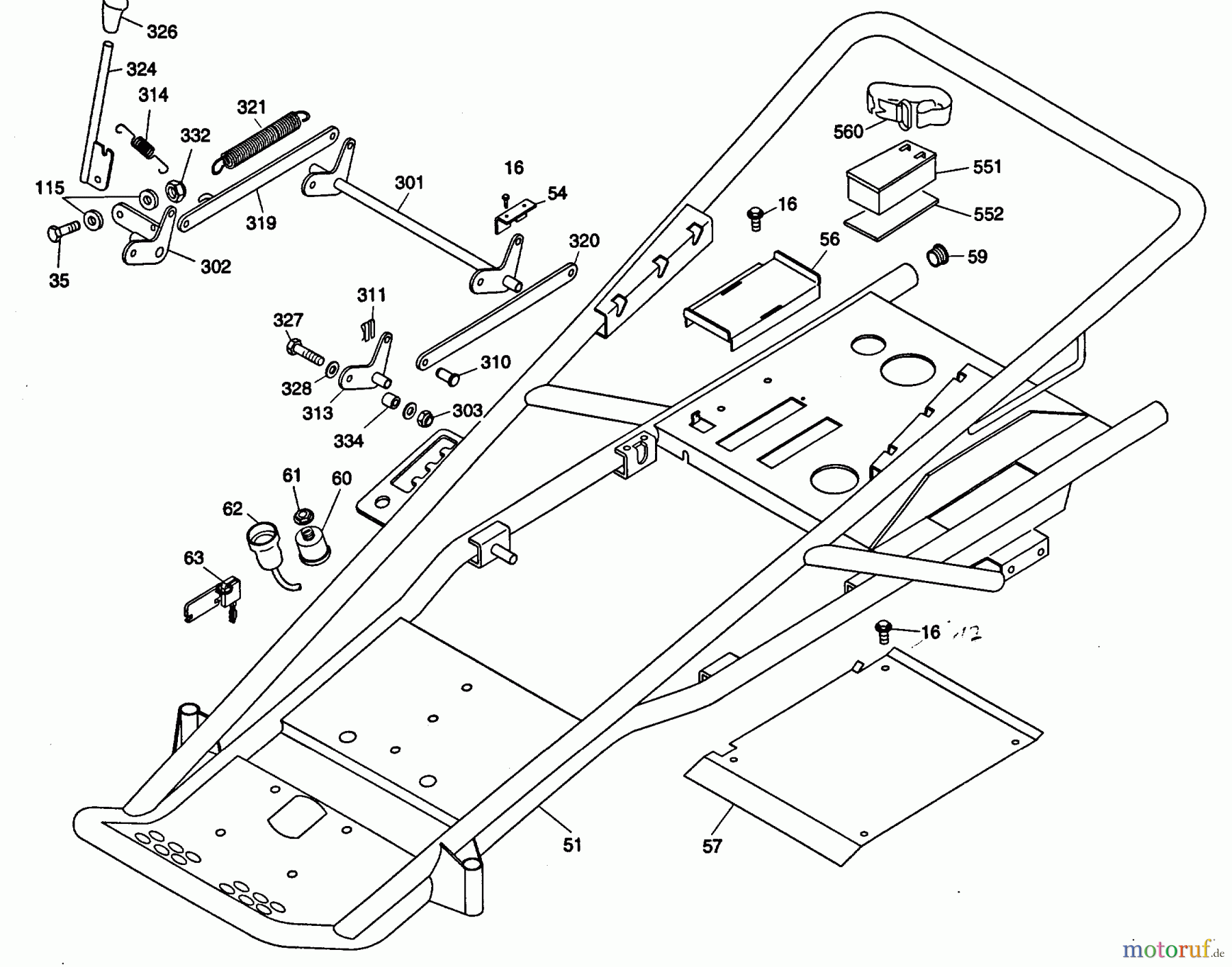 Wolf-Garten Cart Cart OHV 2 6190000 Serie B (1999) Höhenverstellung, Rahmen