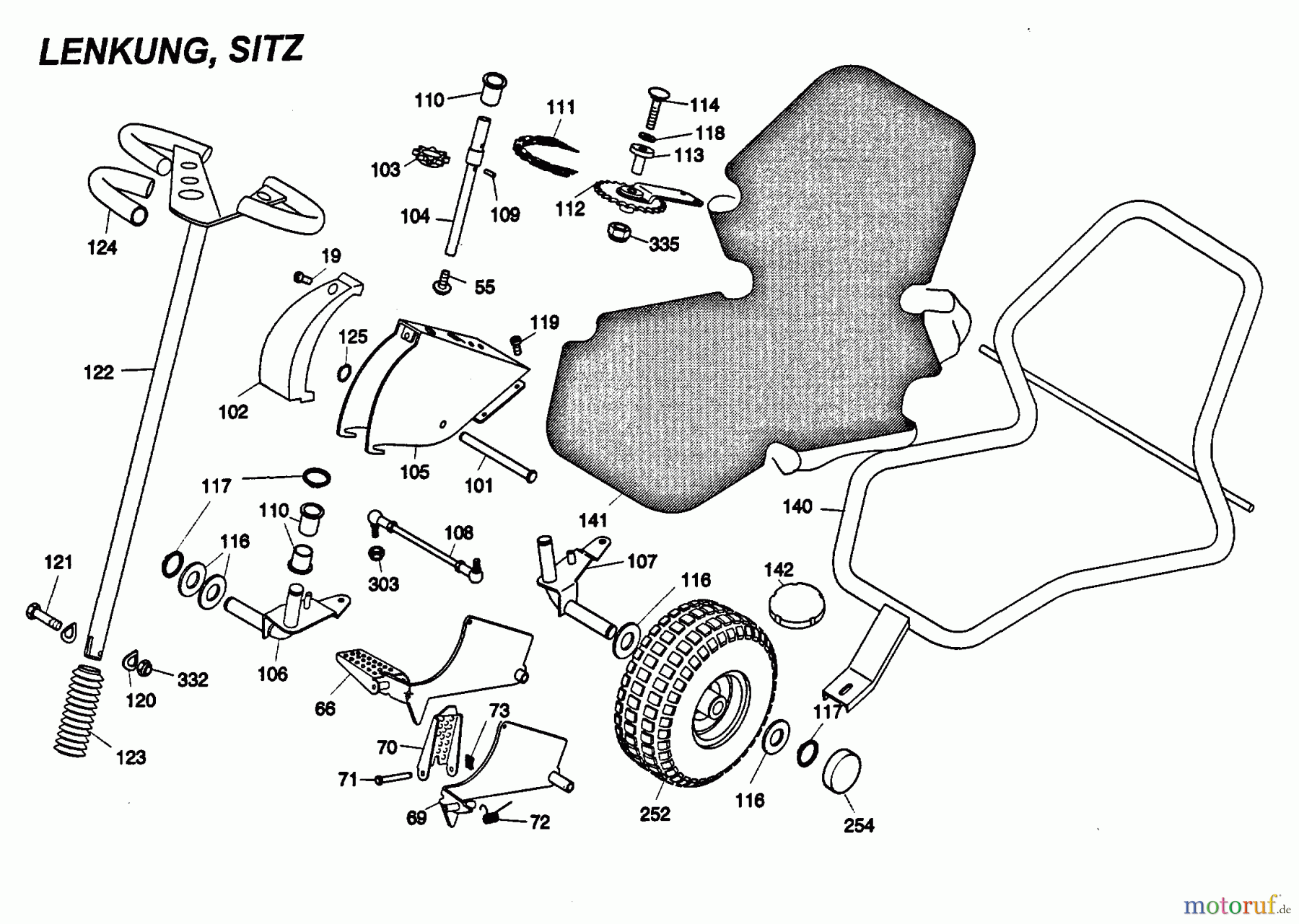  Wolf-Garten Cart Cart OHV 2 6190000 Serie B  (1999) Lenkung, Sitz