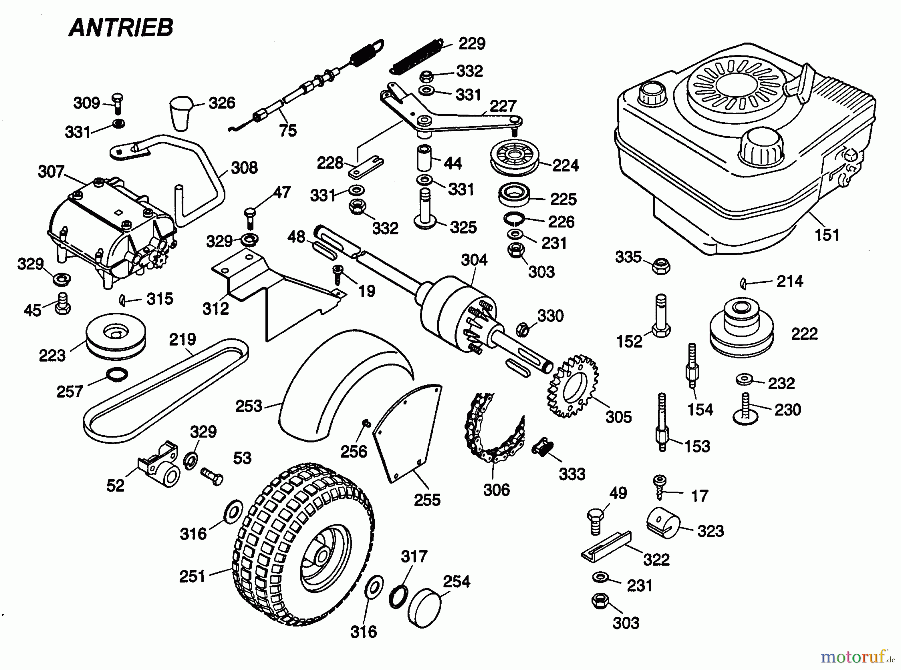 Wolf-Garten Cart Cart SV 3 6110000 Serie B (1999) Differential, Fahrantrieb, Motor