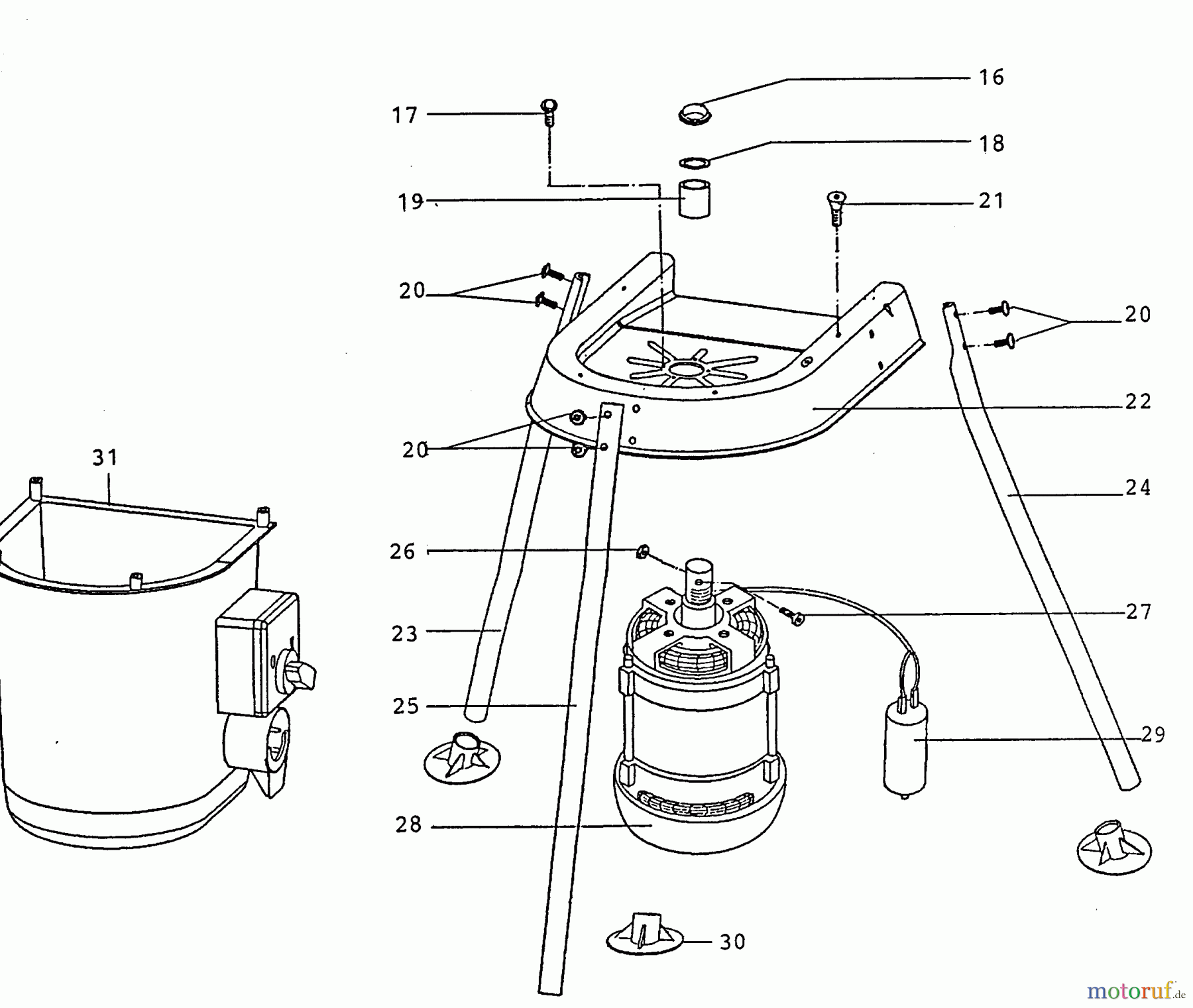  Wolf-Garten Häcksler SD 160 E 7500000  (1996) Elektromotor, Gestell, Motorgehäuse