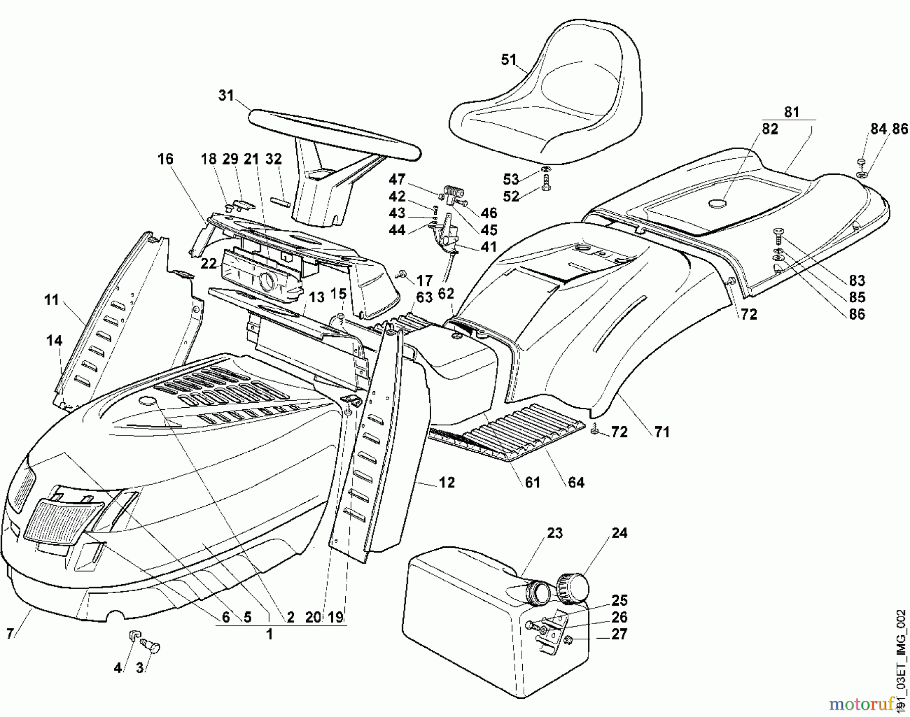Viking Aufsitzmäher Aufsitzmäher MT 740 Modell 2001 B - Karosserie, Sitz