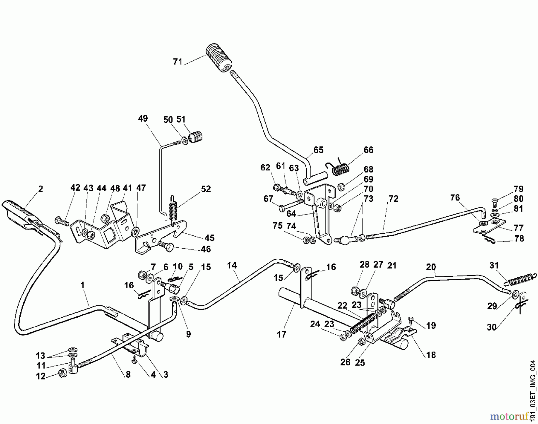 Viking Aufsitzmäher Aufsitzmäher MT 740 Modell 2001 D - Bremse und Schalthebel