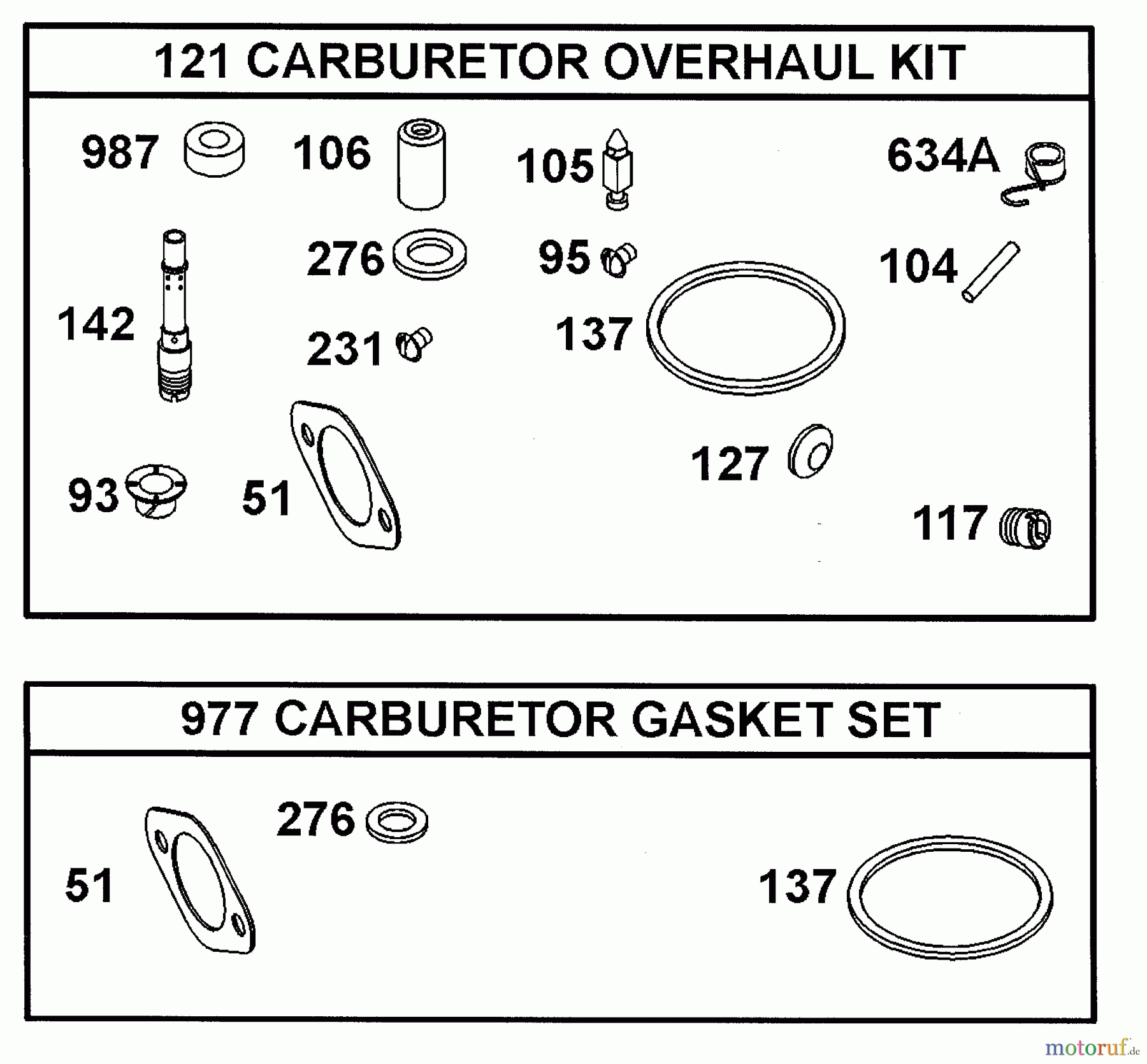 Wolf-Garten Benzinmotoren Briggs&Stratton Diamond I/C OHV 1001000 (2001) Dichtungssatz Vergaser