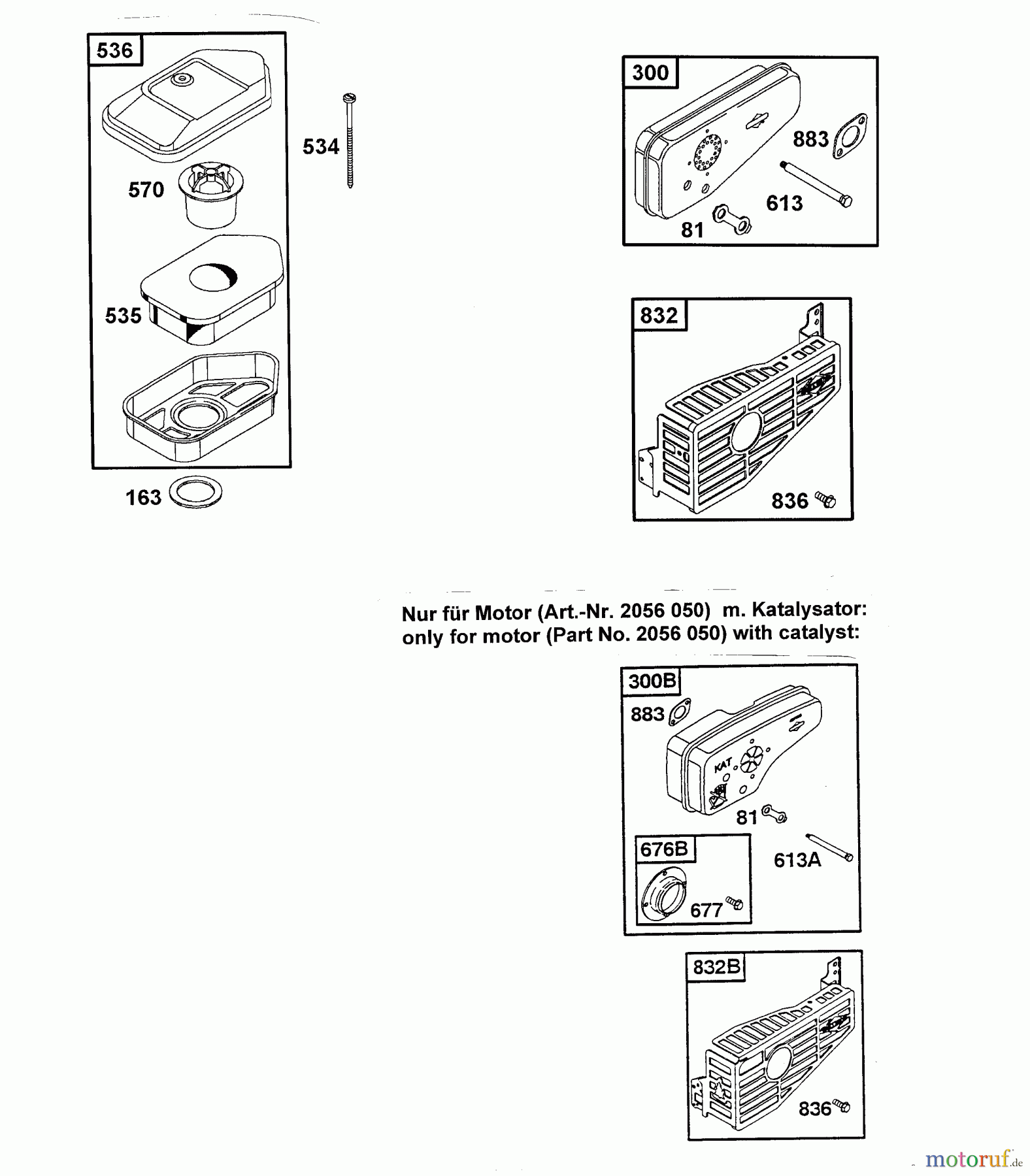 Wolf-Garten Benzinmotoren Briggs&Stratton Quattro 40 KAT 2056050 (2001) Auspuff, Luftfilter