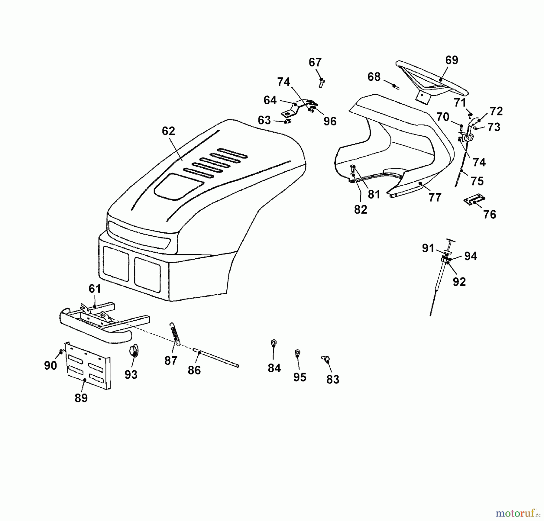 Wolf-Garten Rasentraktoren Trac OHV 7 6205000 Serie B  (2003) Armaturenbrett, Lenkrad, Motorhaube