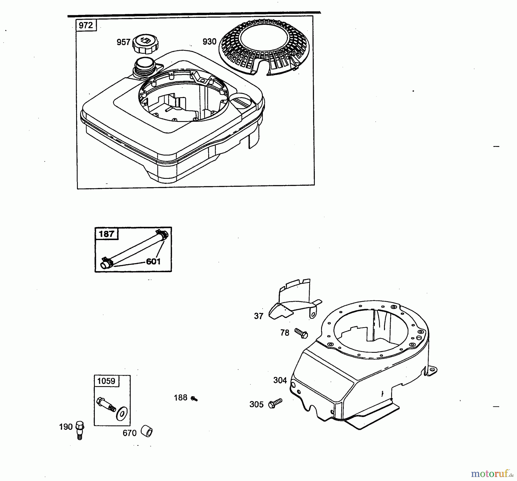 Wolf-Garten Benzinmotoren Briggs&Stratton Quantum Q 48 Fixspeed 2069096 (2004) Gebläsegehäuse, Tank
