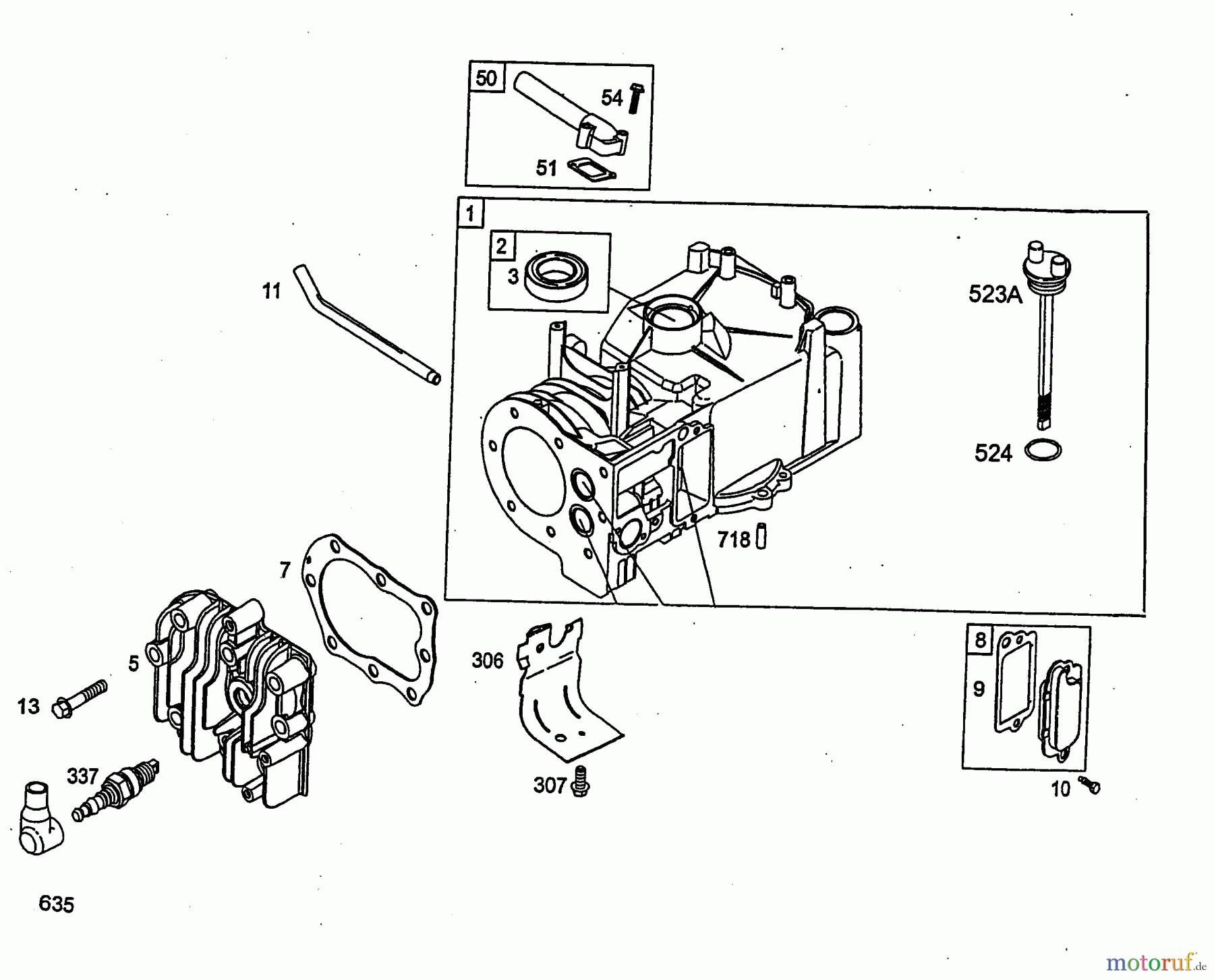 Wolf-Garten Benzinmotoren Briggs&Stratton Sprint 40 Fixspeed 2079070 (2004) Kurbelgehäuse, Zylinderkopf