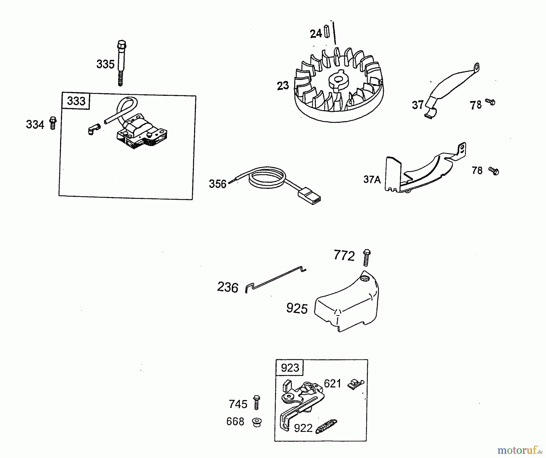 Wolf-Garten Benzinmotoren Briggs&Stratton Sprint 40 Fixspeed 2079070 (2004) Bremse, Schwungrad, Zündspule