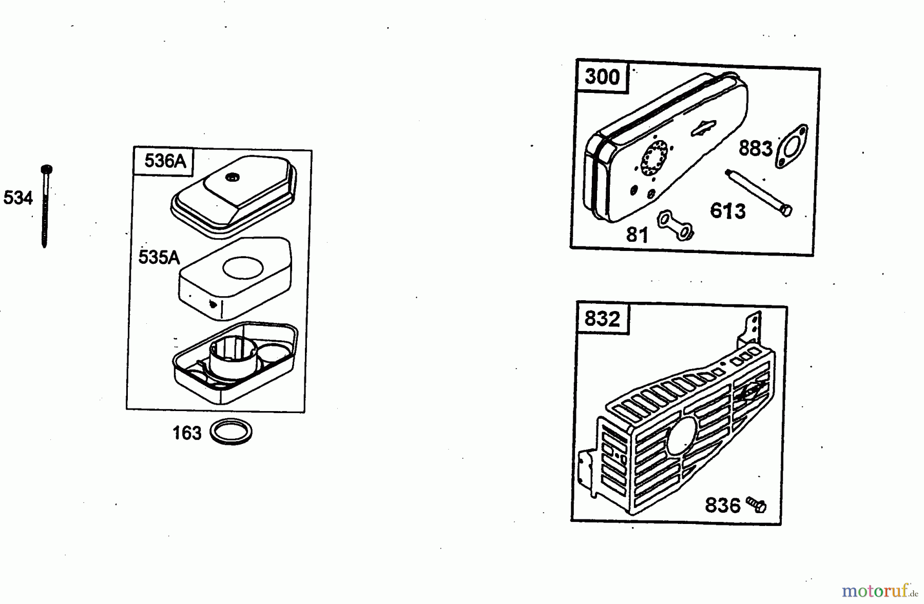 Wolf-Garten Benzinmotoren Briggs&Stratton Sprint 40 Fixspeed 2079070  (2004) Auspuff, Luftfilter