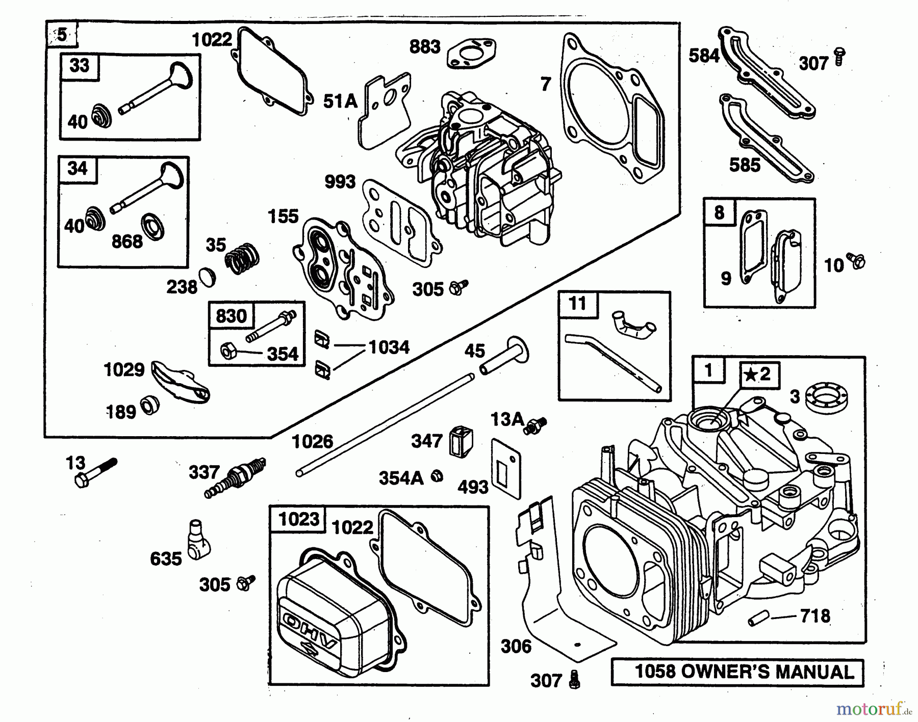 Wolf-Garten Benzinmotoren Briggs&Stratton Intek Edge OHV 2057006 (2003) Kurbelgehäuse, Zylinderkopf