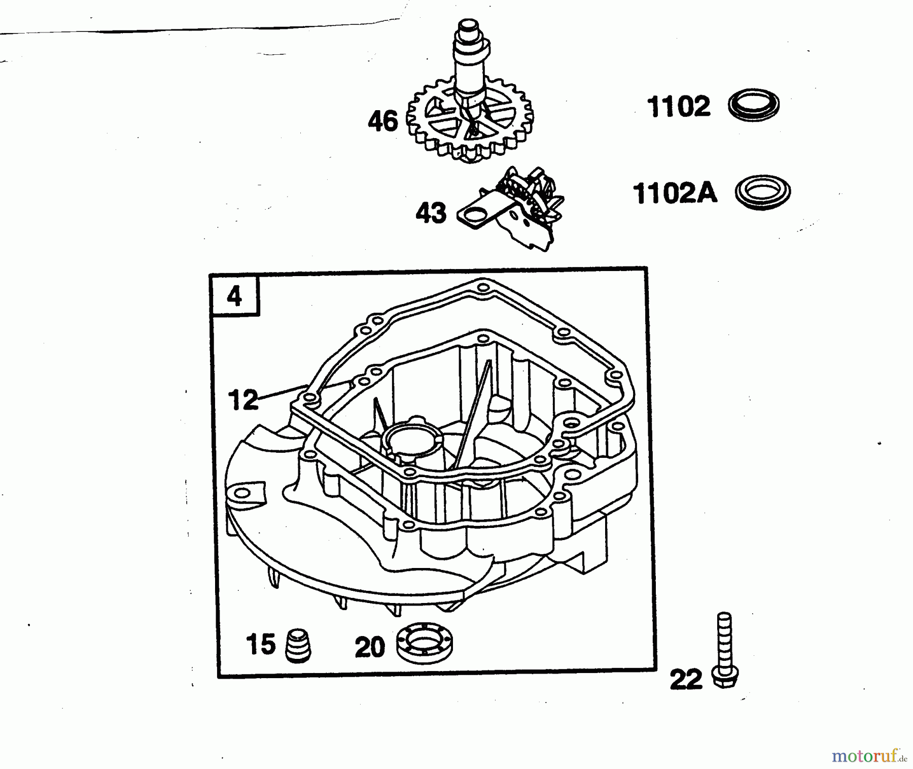 Wolf-Garten Benzinmotoren Briggs&Stratton Intek Edge OHV 2057006 (2003) Nockenwelle, Ölwanne, Regler