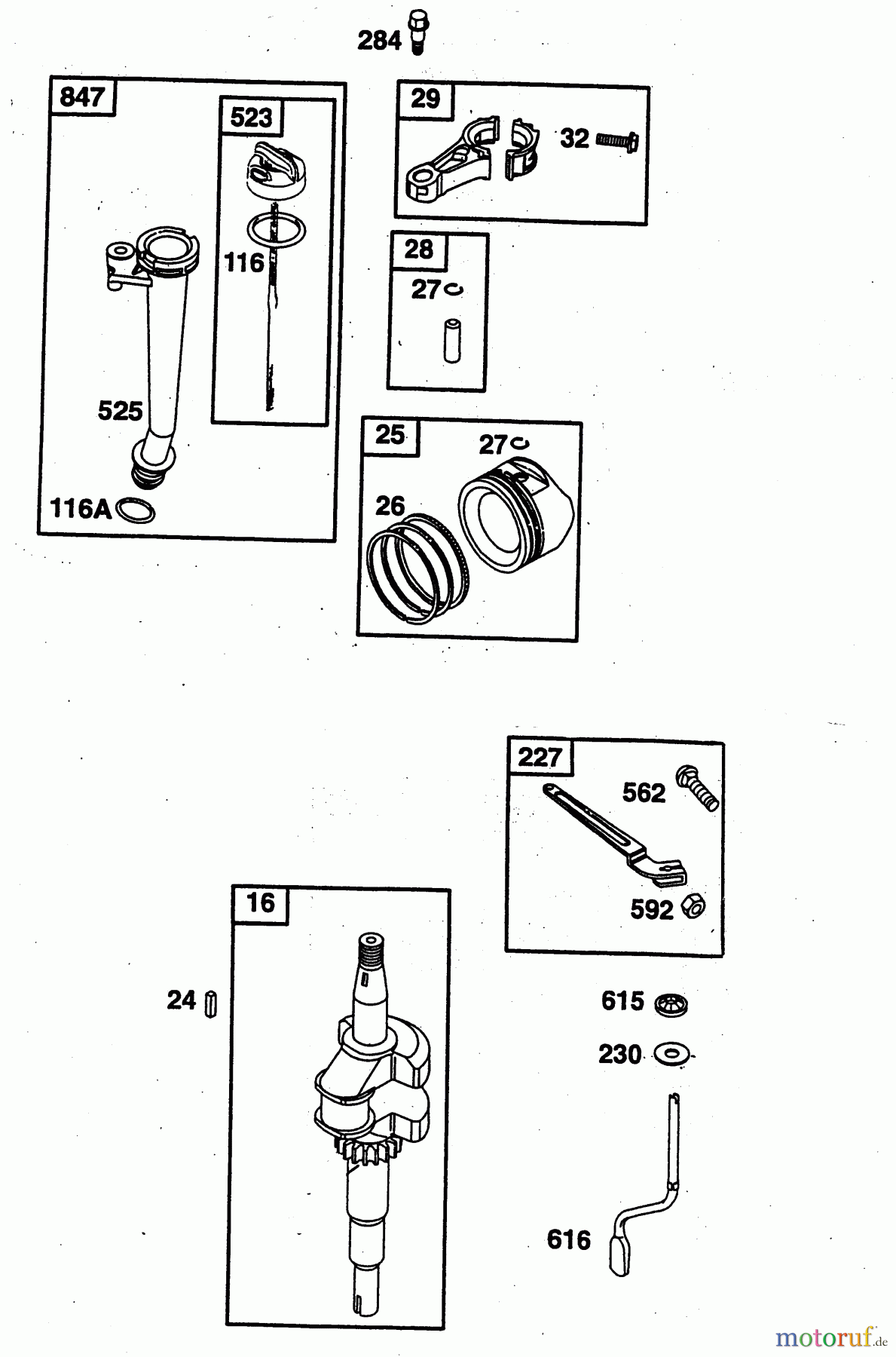 Wolf-Garten Benzinmotoren Briggs&Stratton Intek Edge OHV 2057006 (2003) Kolben, Kurbelwelle, Pleuel