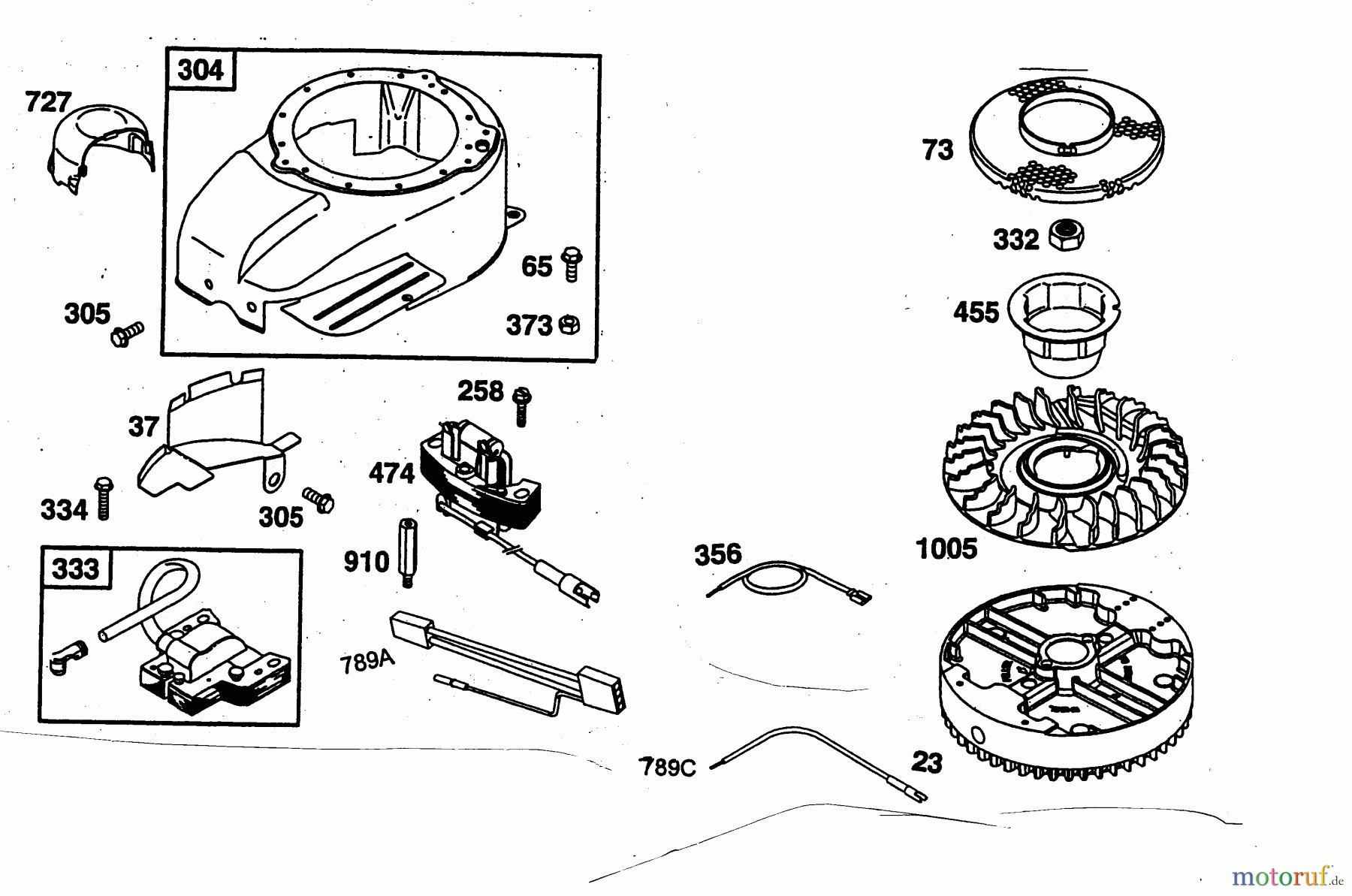 Wolf-Garten Benzinmotoren Briggs&Stratton Intek Edge OHV 2057006 (2003) Gebläsegehäuse, Schwungrad, Zündspule