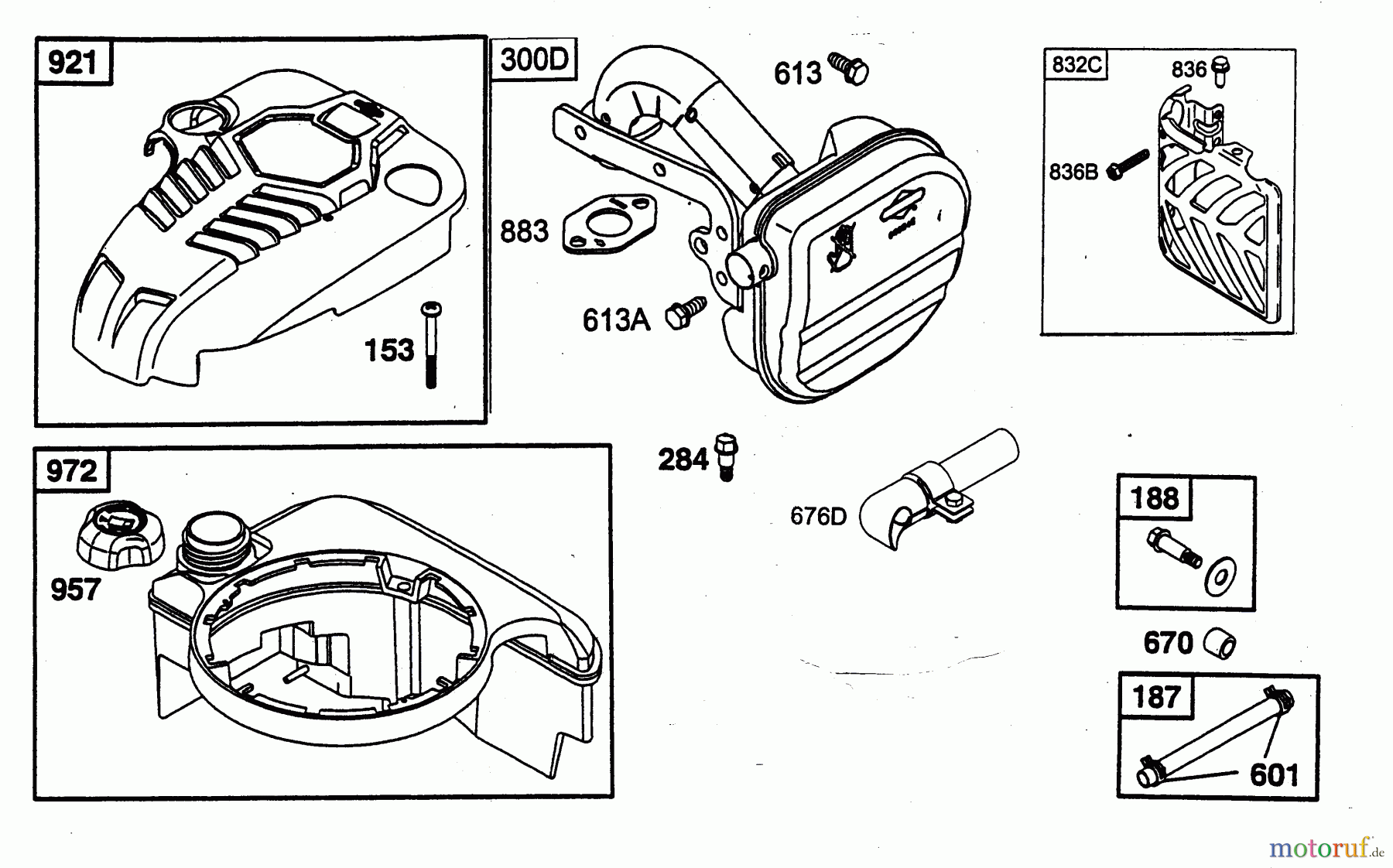 Wolf-Garten Benzinmotoren Briggs&Stratton Intek Edge OHV 2057006 (2004) Auspuff, Motorhaube, Tank