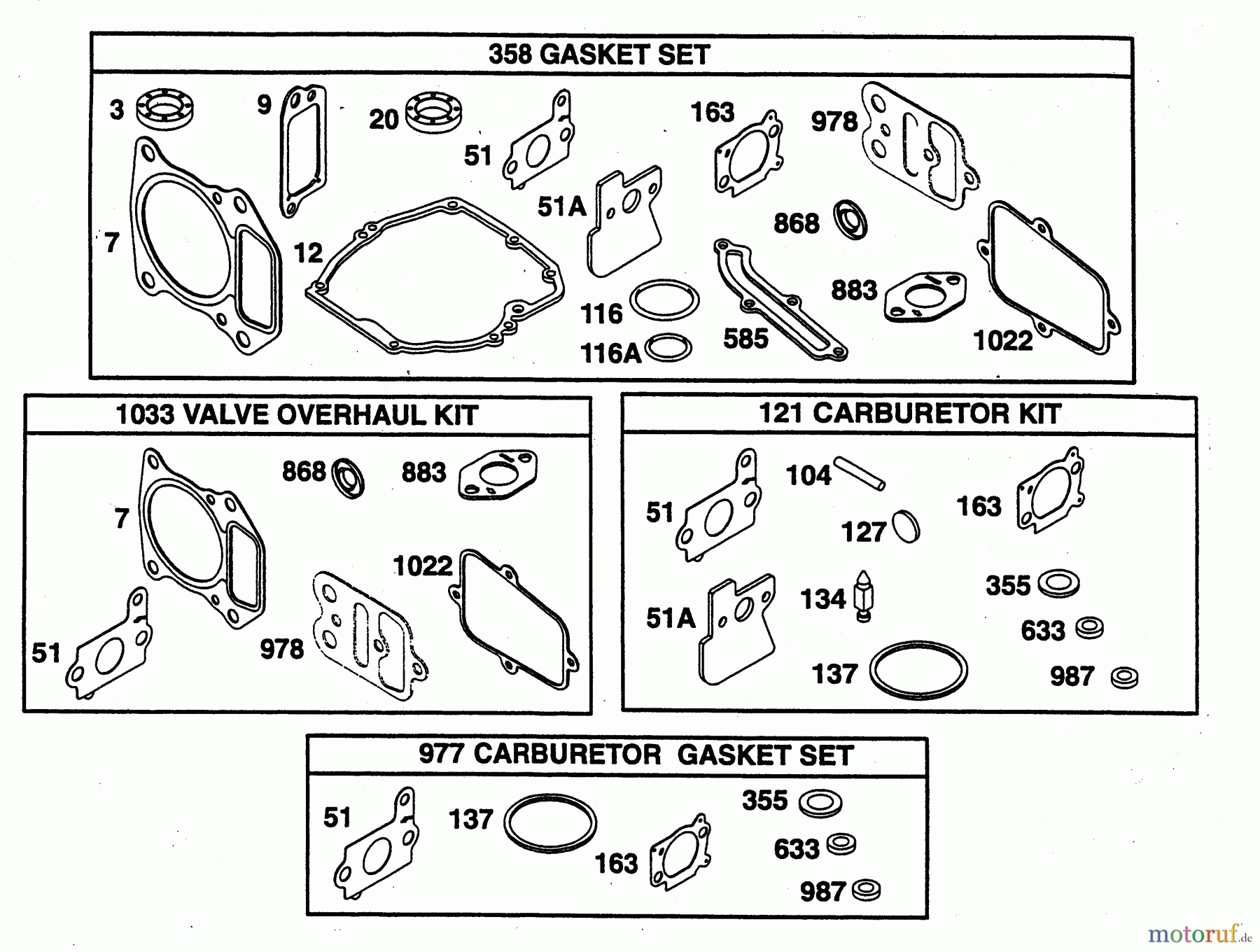 Wolf-Garten Benzinmotoren Briggs&Stratton Intek Edge OHV 2057006 (2003) Dichtungssatz