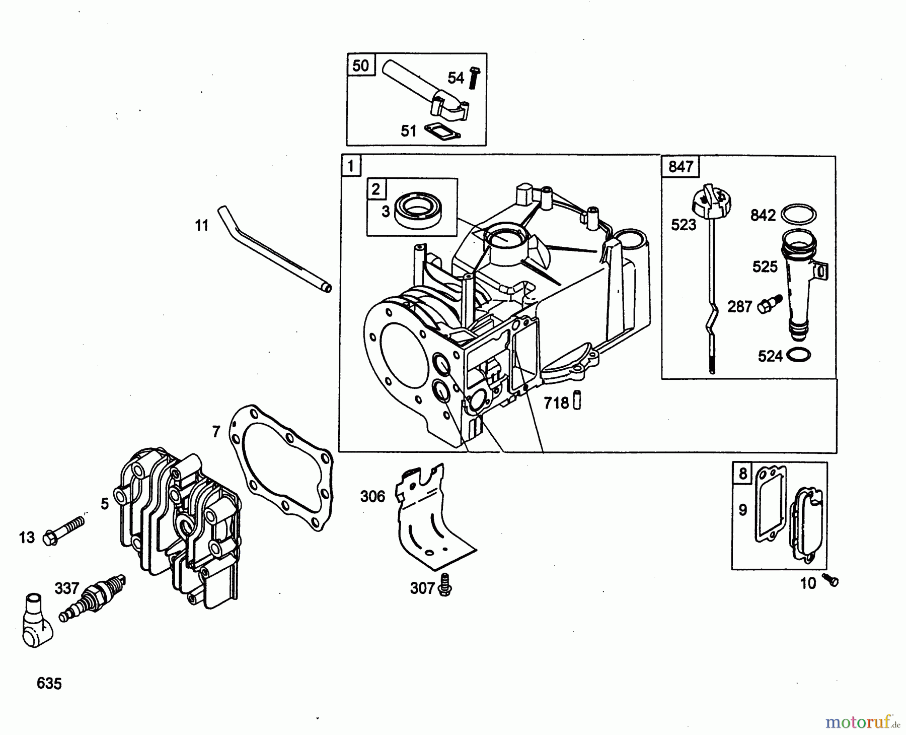  Wolf-Garten Benzinmotoren Briggs&Stratton Quattro 40 2056000  (2003) Kurbelgehäuse, Zylinderkopf