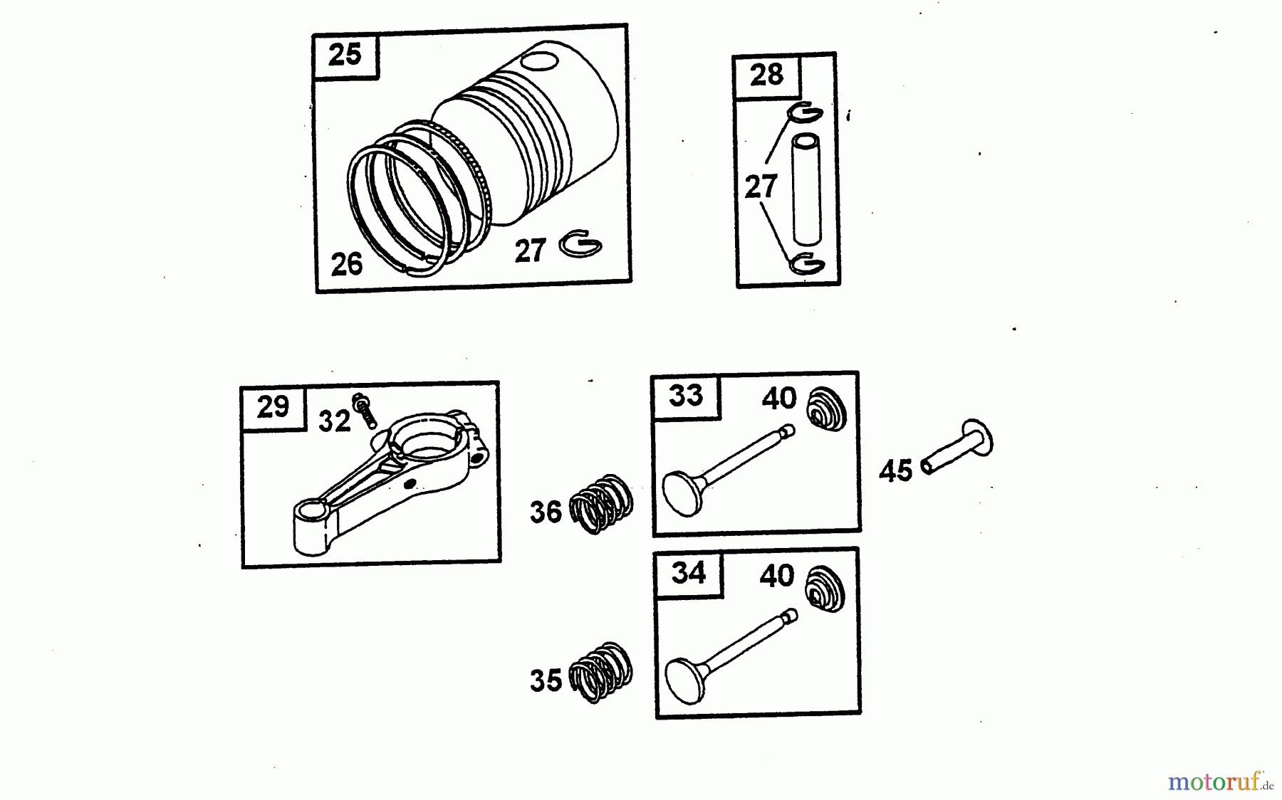  Wolf-Garten Benzinmotoren Briggs&Stratton Sprint 40 2079000  (2004) Kolben, Pleuel, Ventile