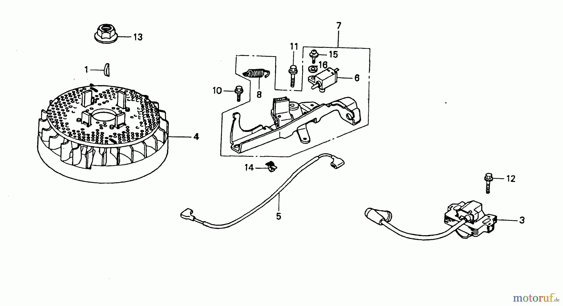  Wolf-Garten Benzinmotoren Honda GCV 135 2098070  (2003) Bremse, Schwungrad, Zündspule