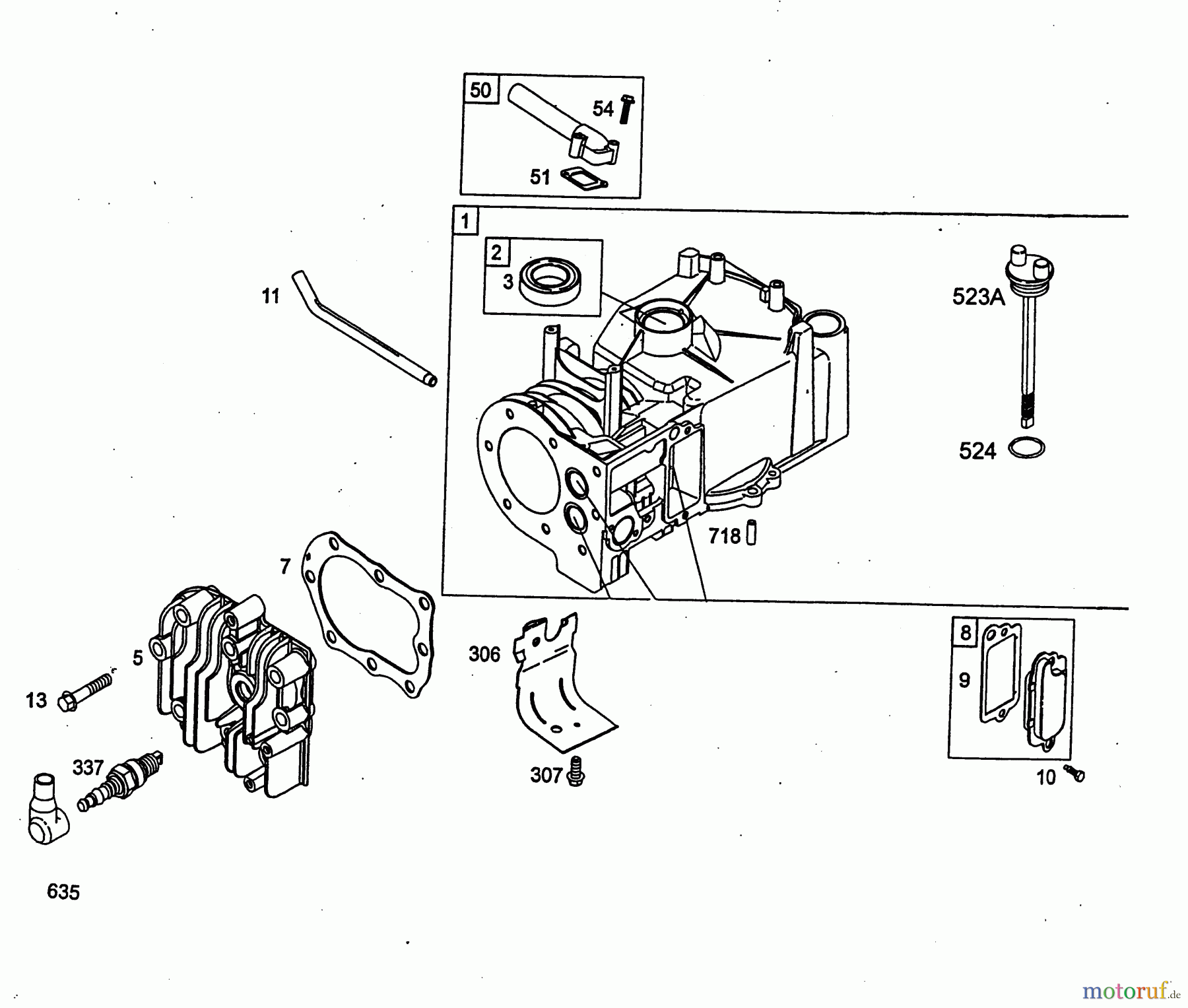 Wolf-Garten Benzinmotoren Briggs&Stratton Sprint 375 2078000 (2004) Kurbelgehäuse, Zylinderkopf