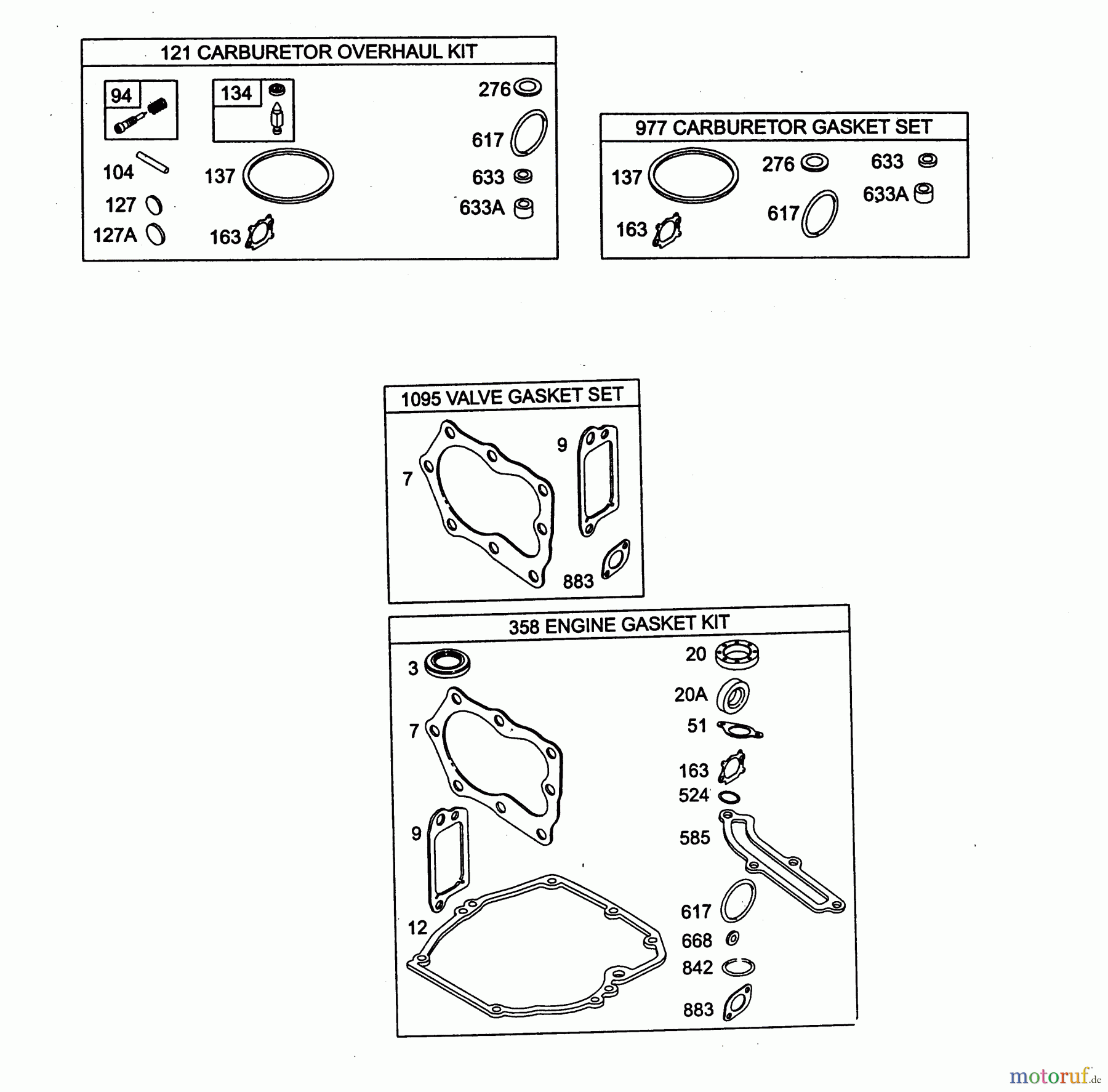 Wolf-Garten Benzinmotoren Briggs&Stratton Quantum 55 XM 2075060 (2003) Dichtungssatz