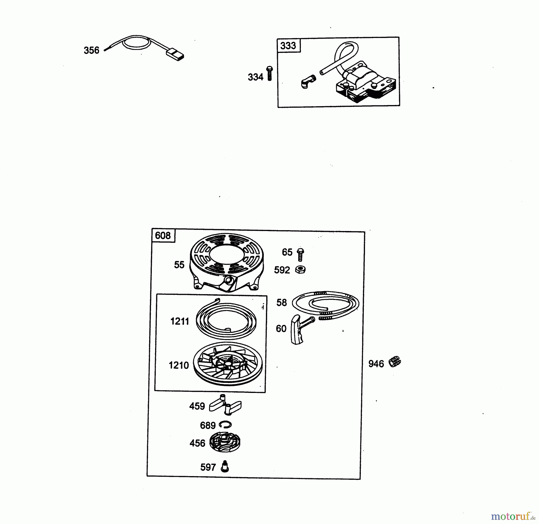  Wolf-Garten Benzinmotoren Briggs&Stratton Quantum 55 XM 2075000-55  (2004) Reversierstarter, Zündspule