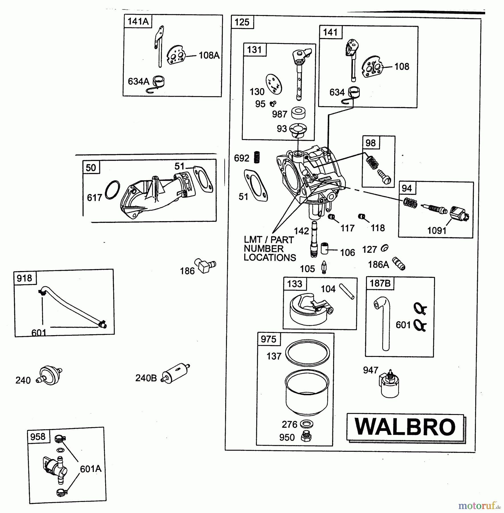 Wolf-Garten Benzinmotoren Briggs&Stratton Diamond I/C OHV 1001000 (2004) Vergaser