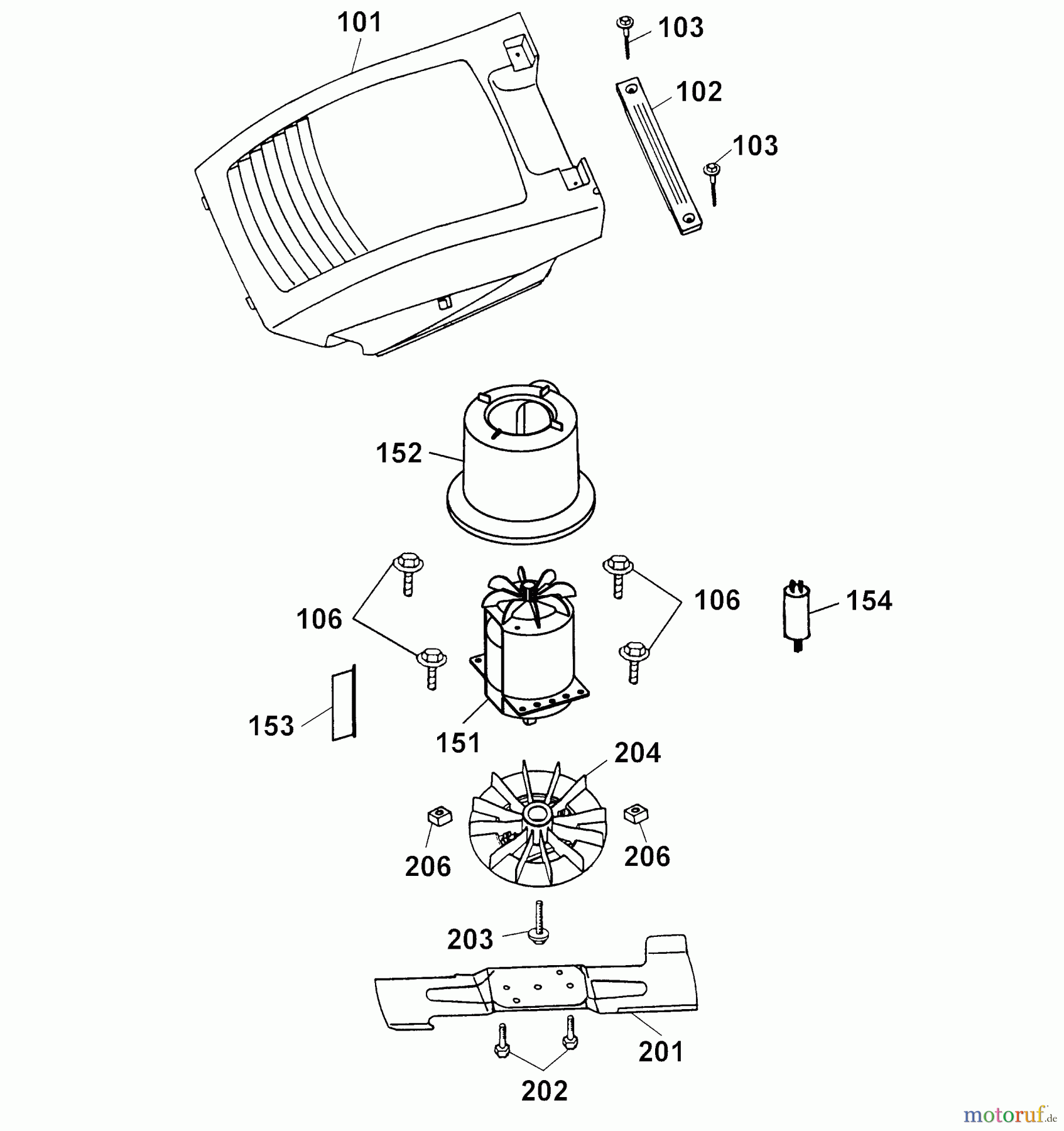 Wolf-Garten Elektromäher 2.40 E 4961680 Serie D  (2004) Abdeckhaube Motor, Messer, Motor