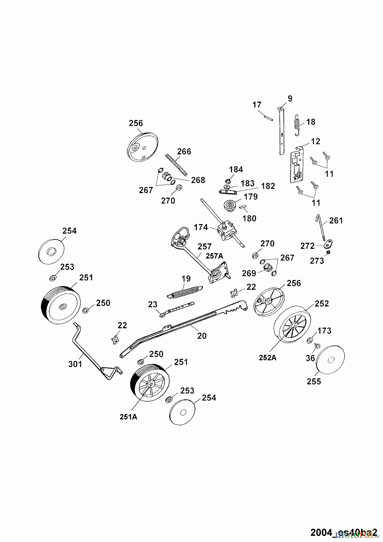  Wolf-Garten Motormäher mit Antrieb Esprit 40 BA 4005000 Serie E  (2004) Höhenverstellung, Räder