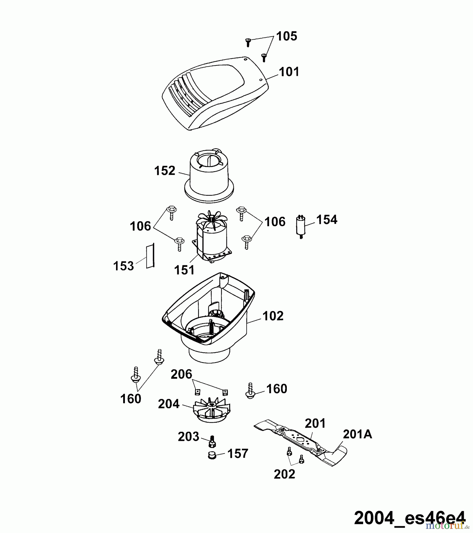 Wolf-Garten Elektromäher Esprit 46 E 4620683 Serie B, C (2004) Abdeckhaube Motor, Messer, Motor