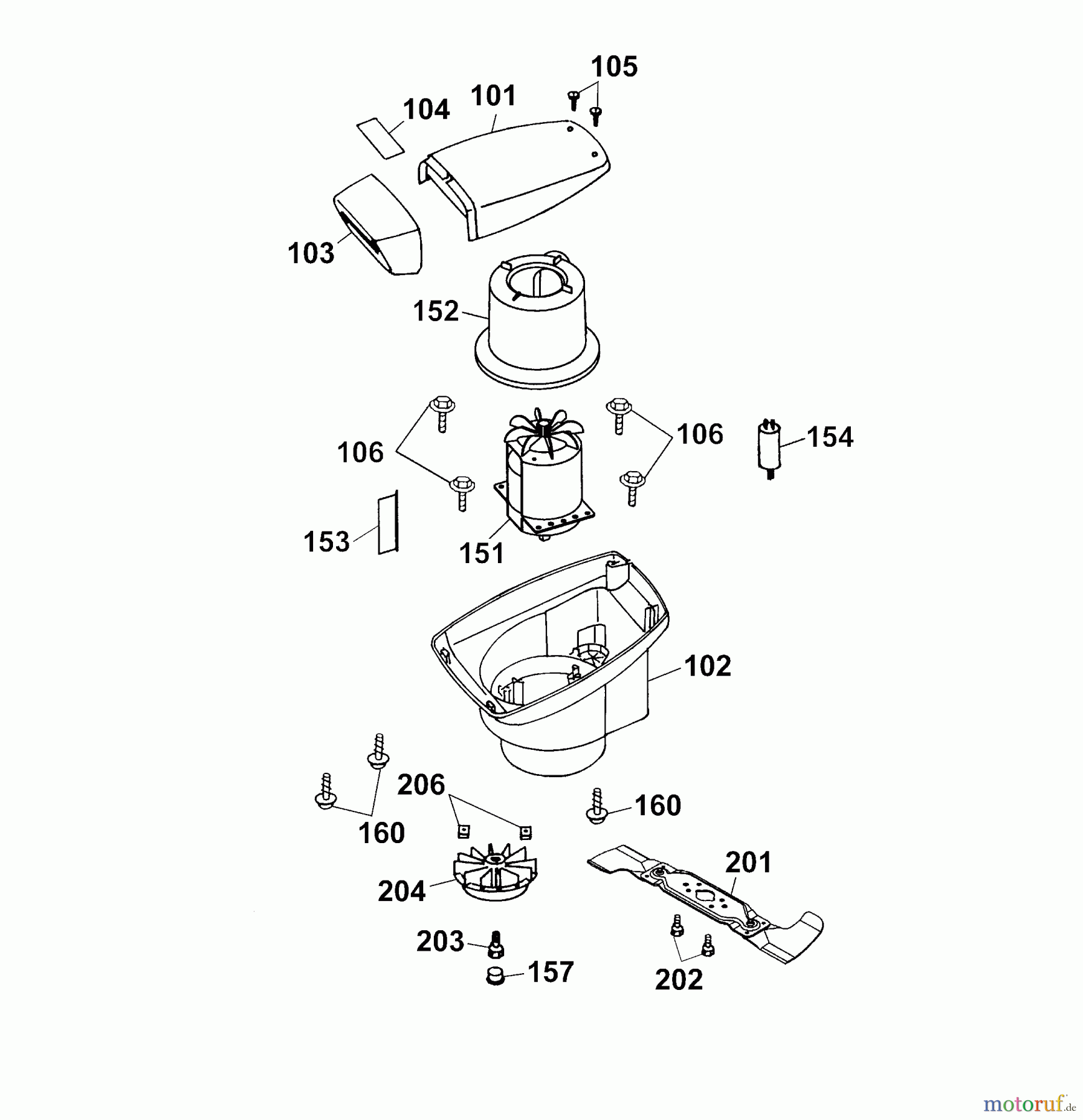 Wolf-Garten Elektromäher Power Edition 40 E 4028005 Serie D (2004) Abdeckhaube Motor, Messer, Motor