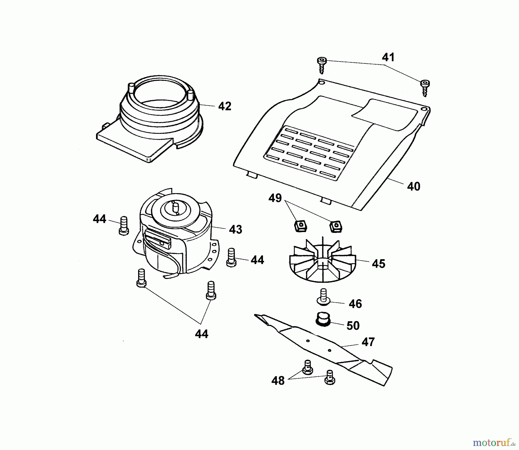 Wolf-Garten Elektromäher Picco 32 ER 4901002 Serie E, F (2004) Abdeckhaube Motor, Messer, Motor