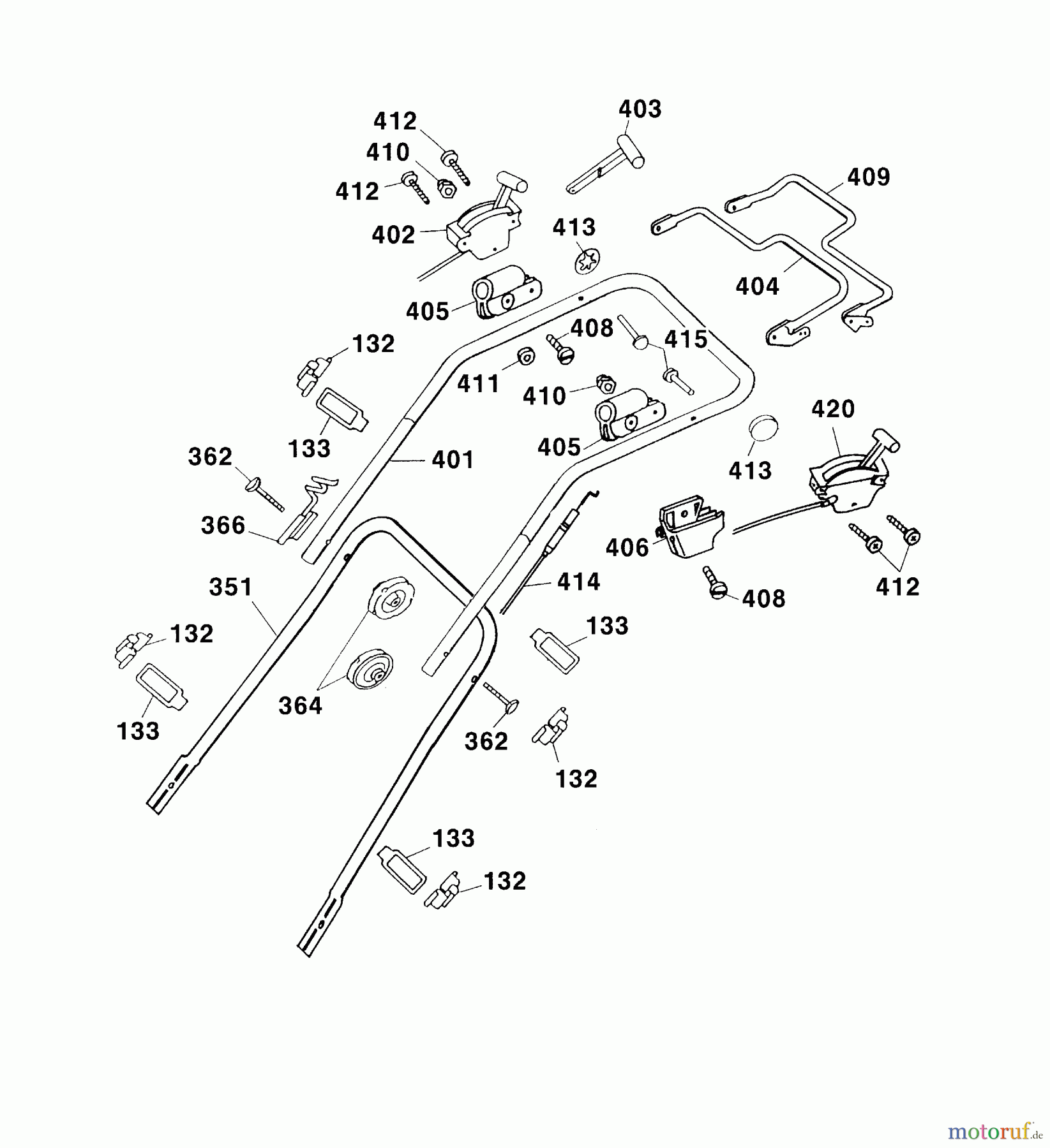 Wolf-Garten Motormäher mit Antrieb Premio 40 BA 4015000 Serie E (2004) Holm