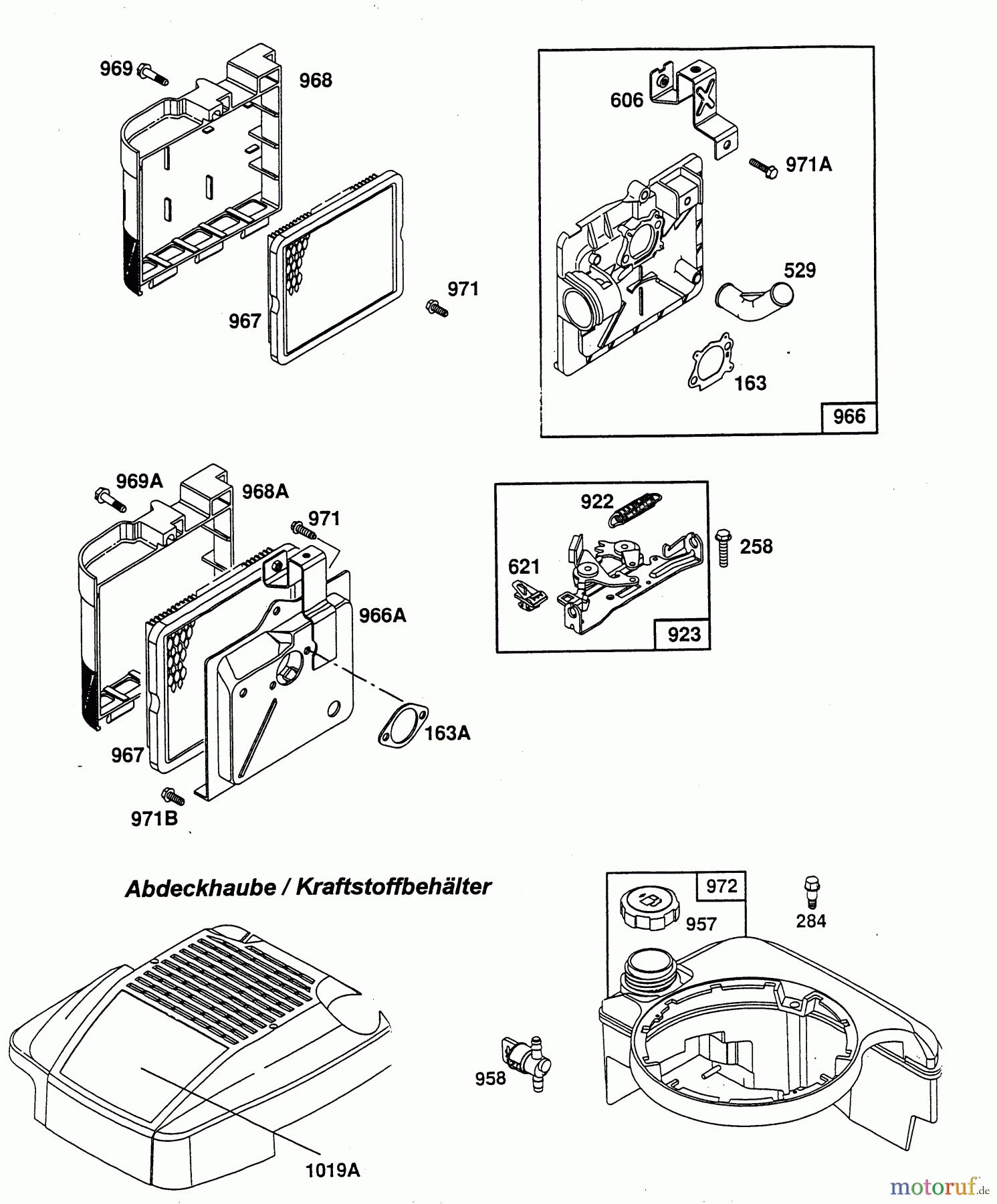 Wolf-Garten Benzinmotoren Briggs&Stratton Quantum XE,XTE,XTL 35/40/45/50-I/C-ES 2069050 (1996) Luftfilter, Tank