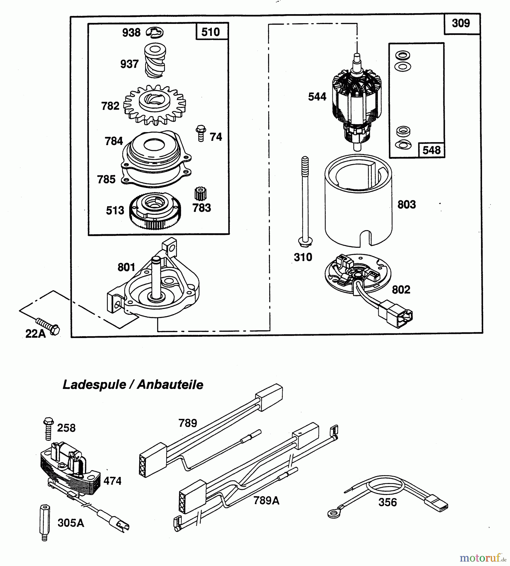 Wolf-Garten Benzinmotoren Briggs&Stratton Quantum XE,XTE,XTL 35/40/45/50-I/C-ES 2069050 (1996) Elektrostarter, Zündspule