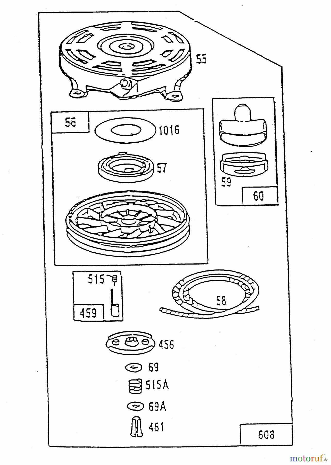 Wolf-Garten Benzinmotoren Briggs&Stratton Quantum XE,XTE,XTL 35/40/45/50-I/C-ES 2069050 (1996) Reversierstarter
