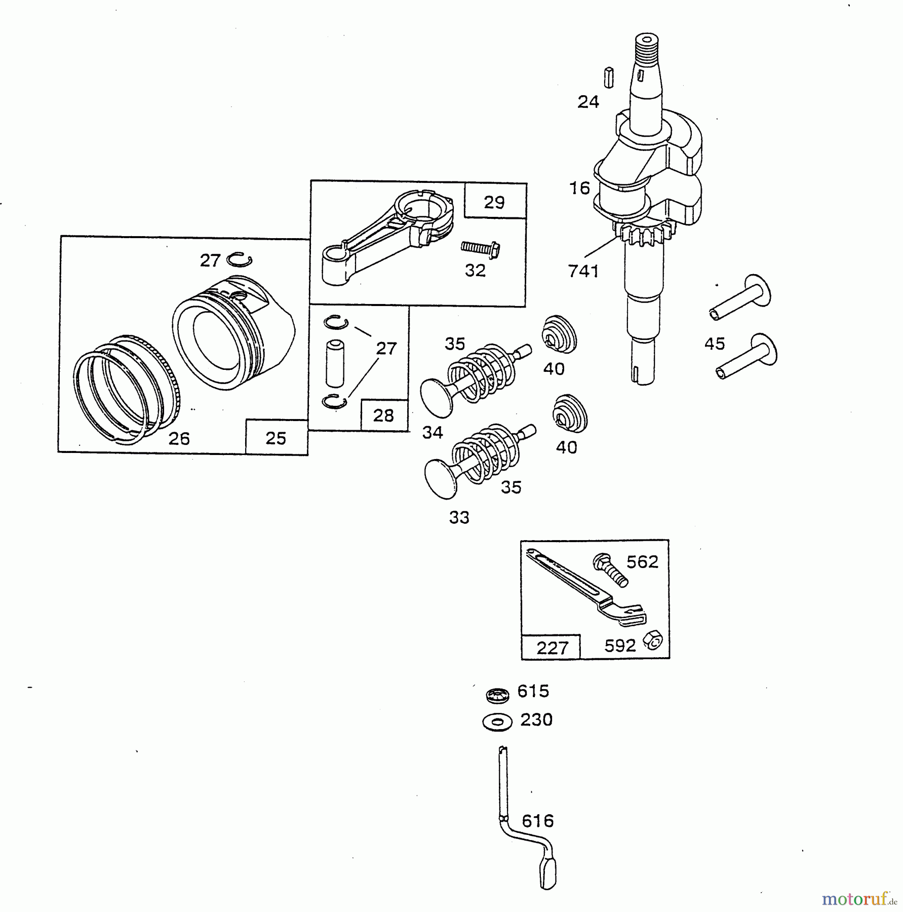 Wolf-Garten Benzinmotoren Briggs&Stratton Quantum XE 55 I/C 2074050 (2000) Kolben, Kurbelwelle, Pleuel, Ventile