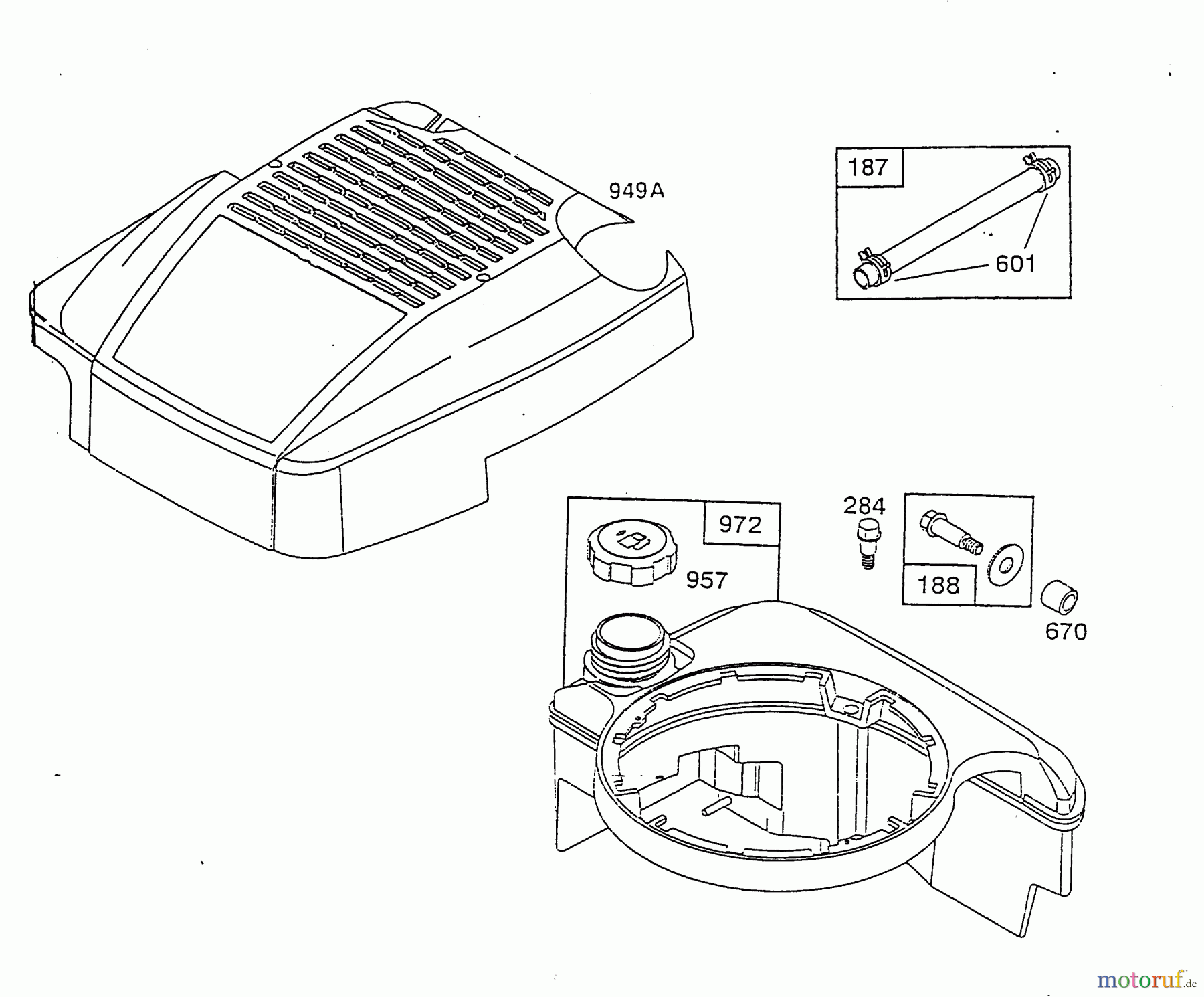  Wolf-Garten Benzinmotoren Briggs&Stratton Quantum XE,XTE 35/40-50/55 XEXTE_35-55  (1996) Motorhaube XTE 35/40, Tank
