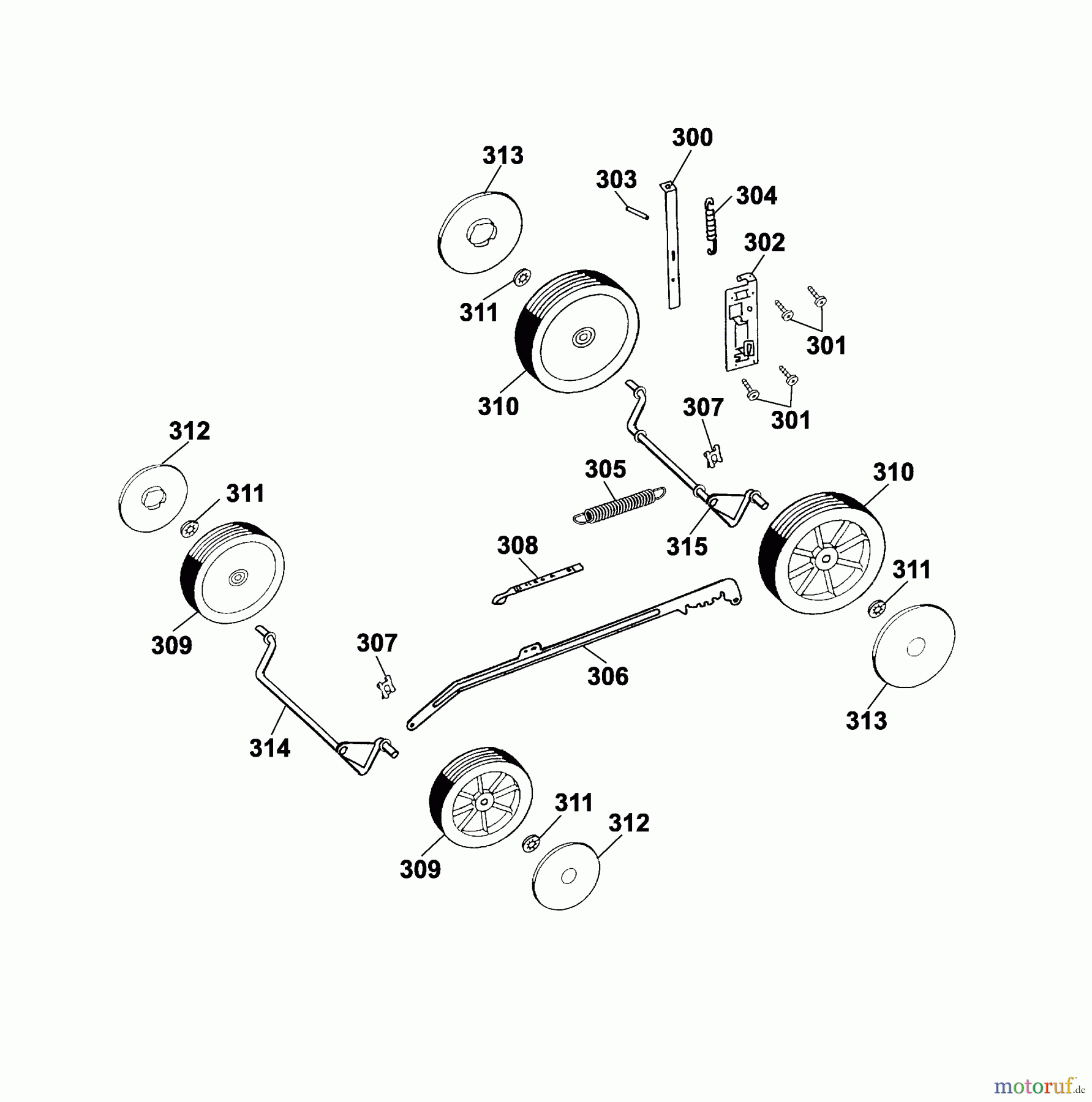 Wolf-Garten Elektromäher Power Edition 40 E 4028000 Serie F (2005) Höhenverstellung, Räder