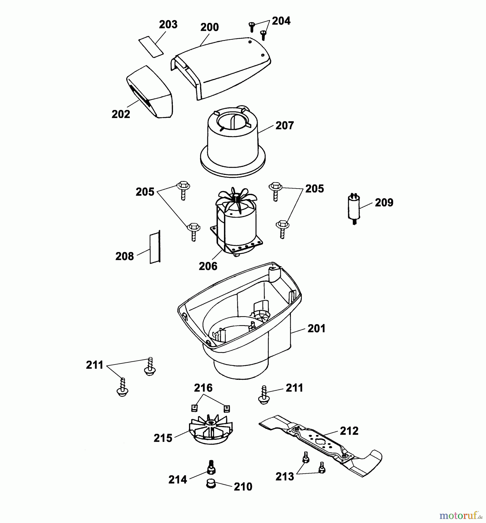 Wolf-Garten Elektromäher Power Edition 40 E 4028000 Serie F (2005) Abdeckhaube Motor, Messer, Motor