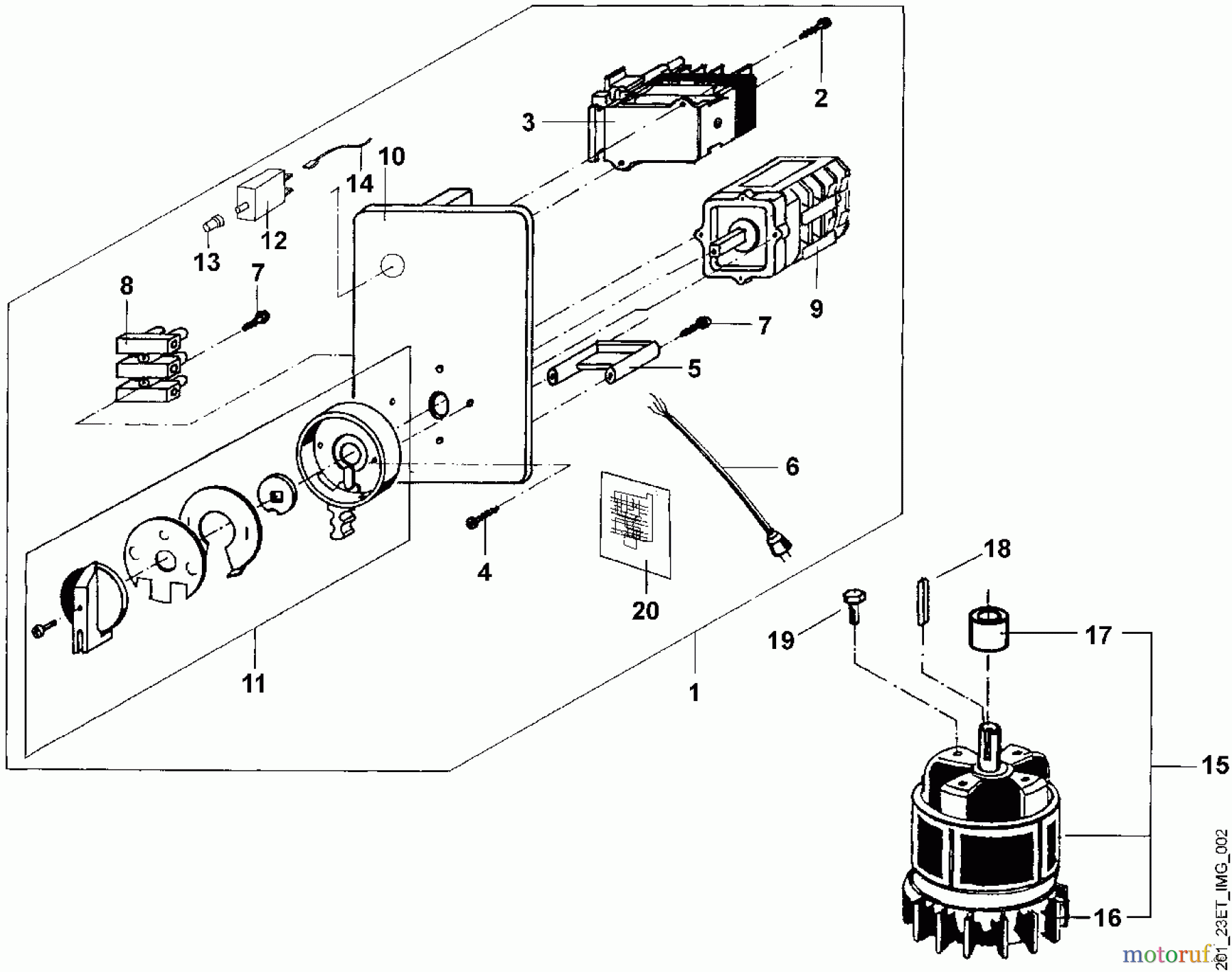 Viking Häcksler Elektro GE 320, GE 325, GE 330, GE 335 B - Motor, Schalter