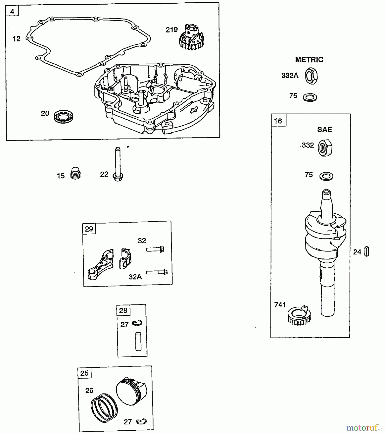 Wolf-Garten Benzinmotoren Briggs&Stratton DOV 700 E-Start 2047000 (2008) Kolben, Kurbelwelle, Ölwanne, Pleuel, Regler