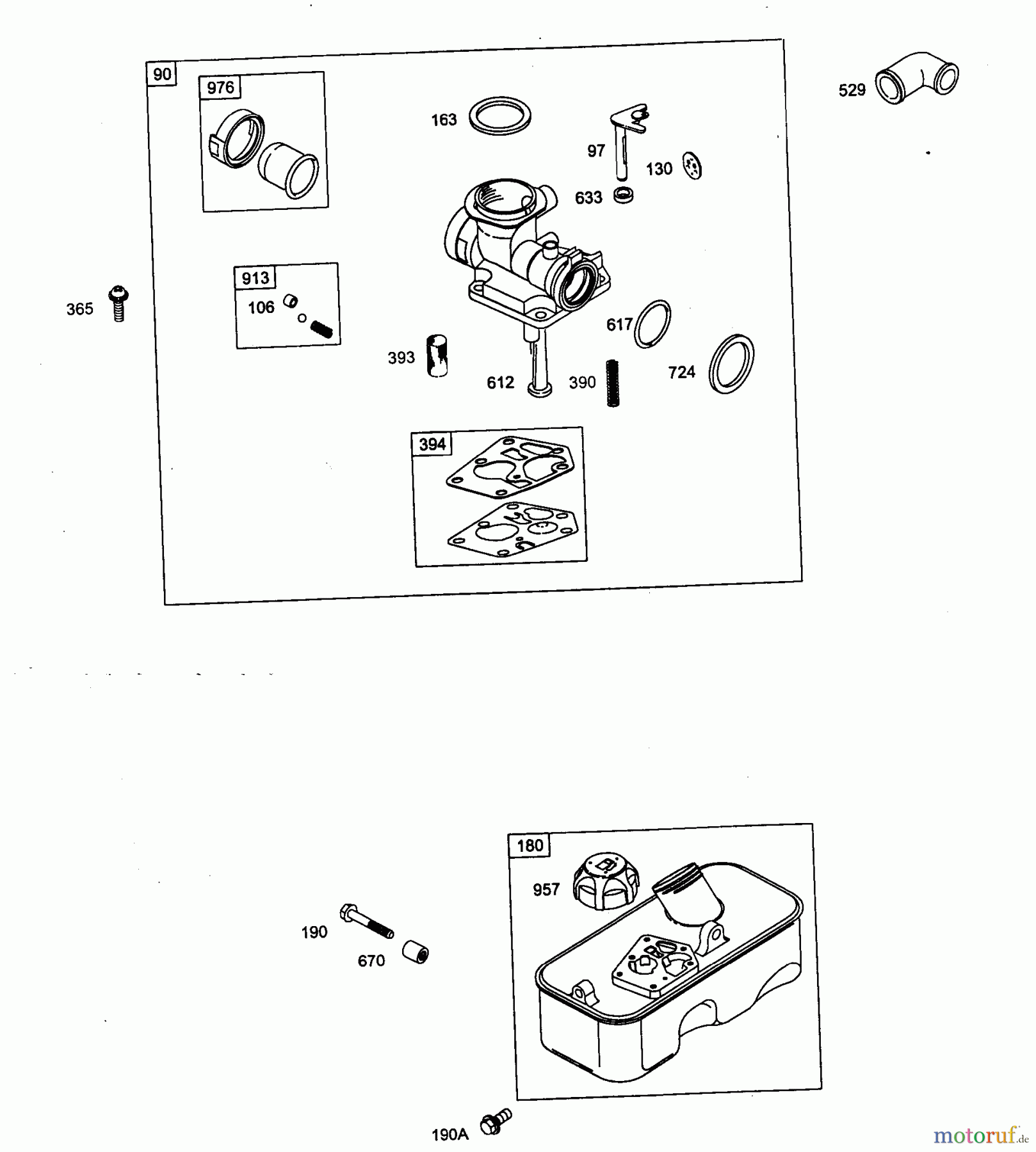 Wolf-Garten Benzinmotoren Briggs&Stratton Sprint XP 40 HVS 2056015 (2006) Tank, Vergaser