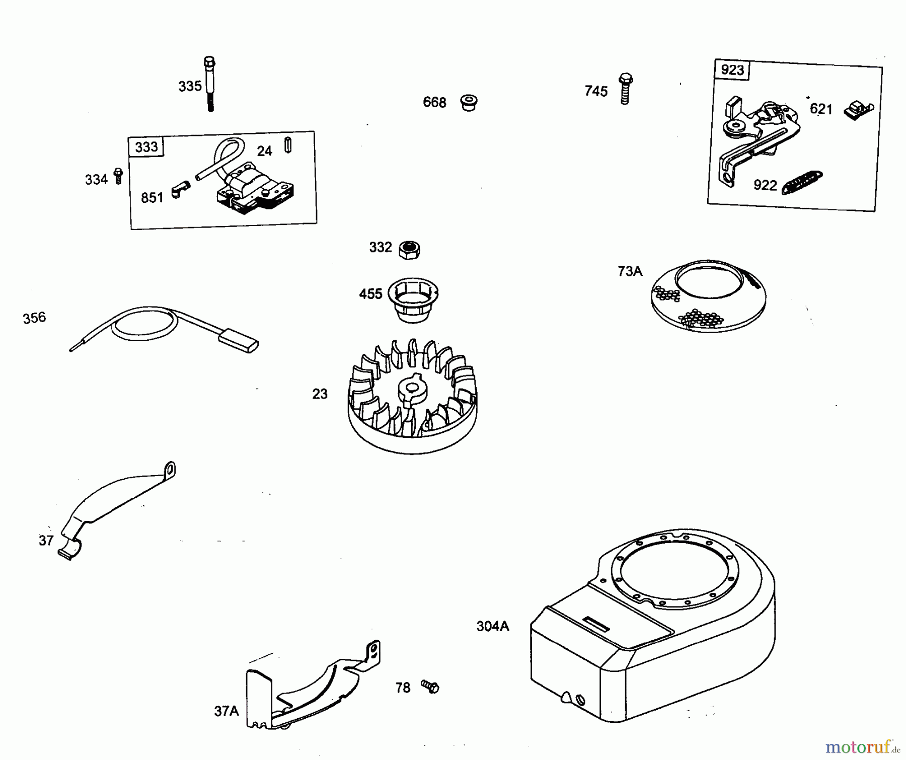 Wolf-Garten Benzinmotoren Briggs&Stratton Sprint XP 40 HVS 2056015 (2006) Bremse, Schwungrad, Zündspule