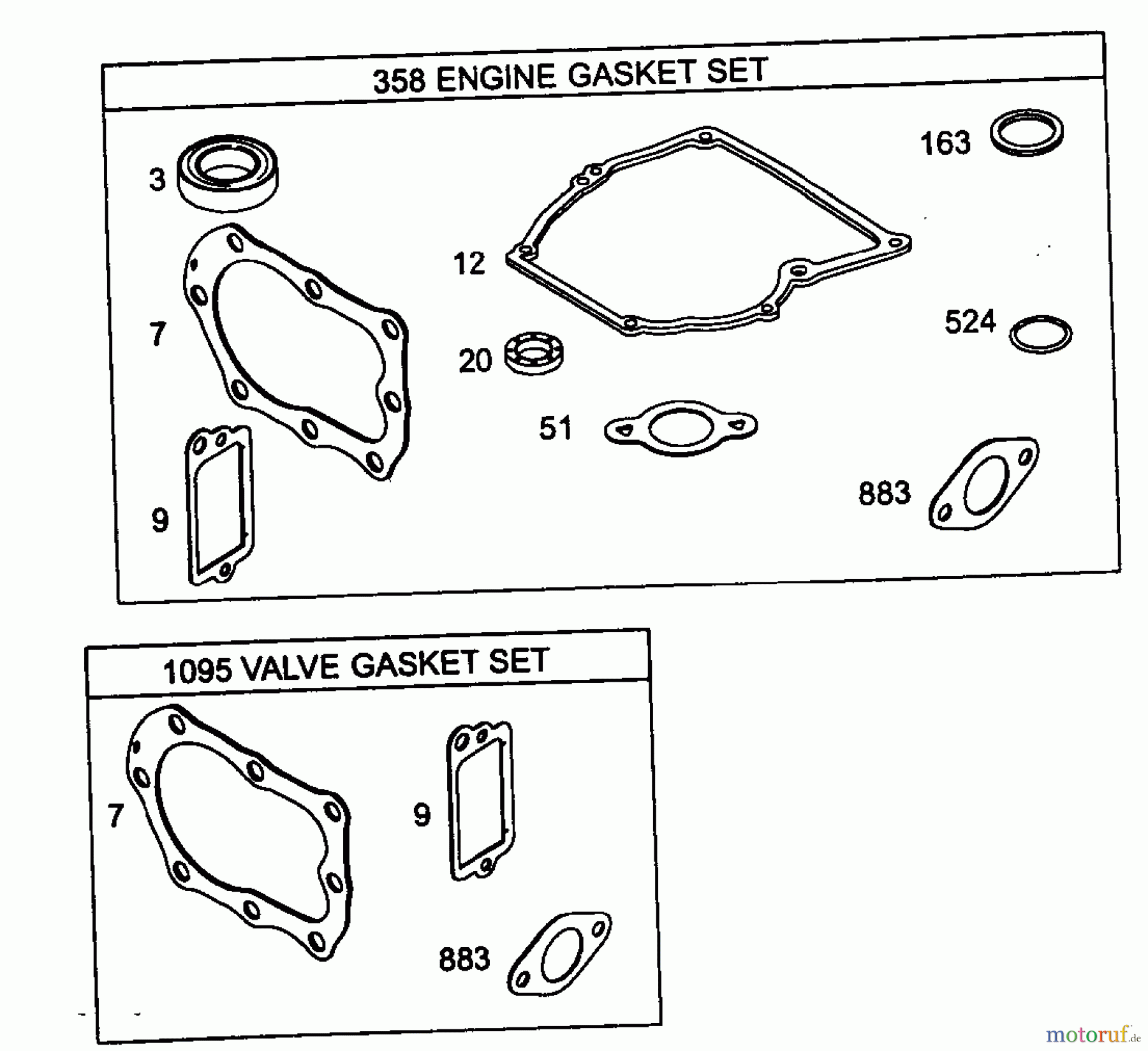 Wolf-Garten Benzinmotoren Briggs&Stratton Sprint XP 40 HVS 2056015 (2006) Dichtungssatz