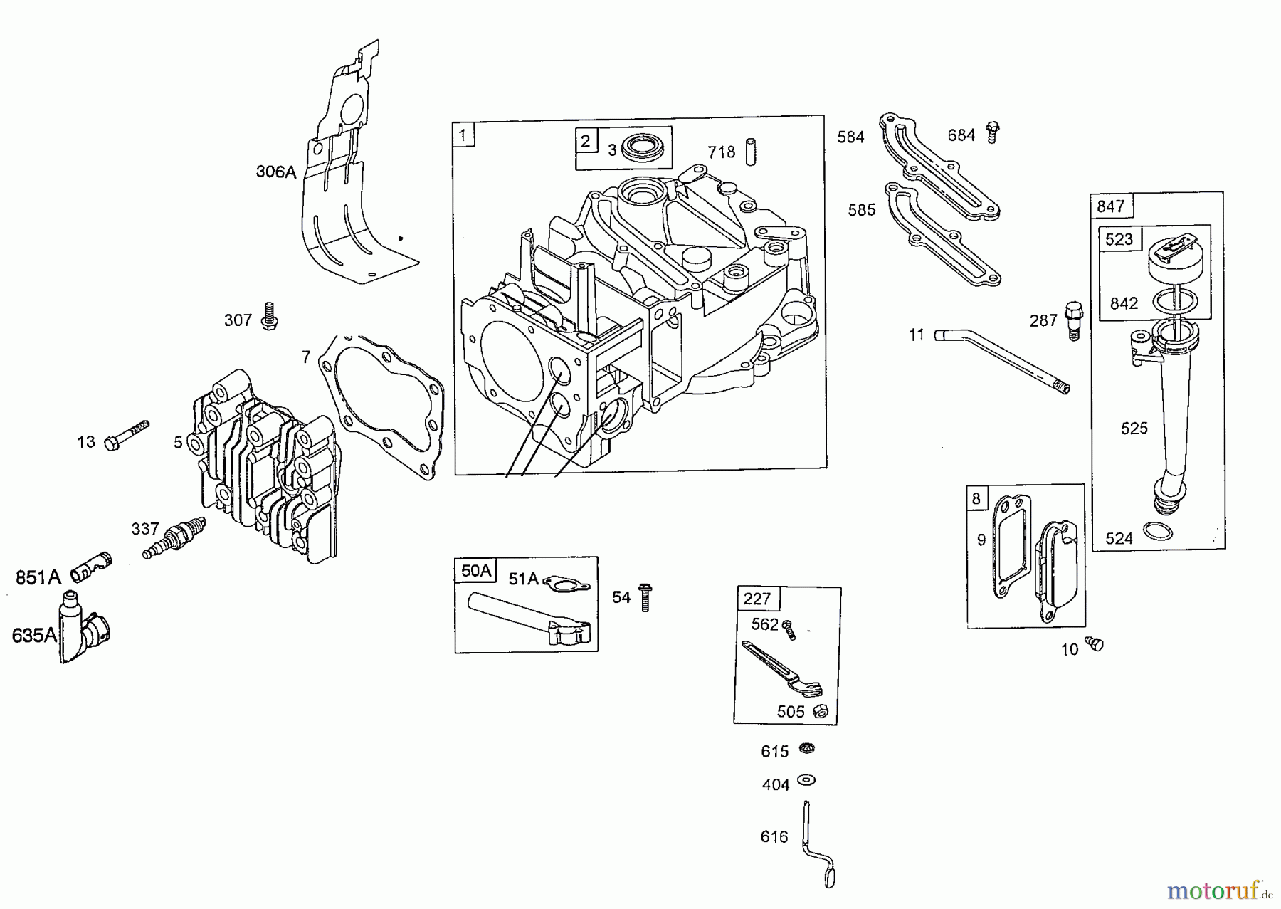 Wolf-Garten Benzinmotoren Briggs&Stratton Quantum 60675 2061000 (2008) Kurbelgehäuse, Zylinderkopf